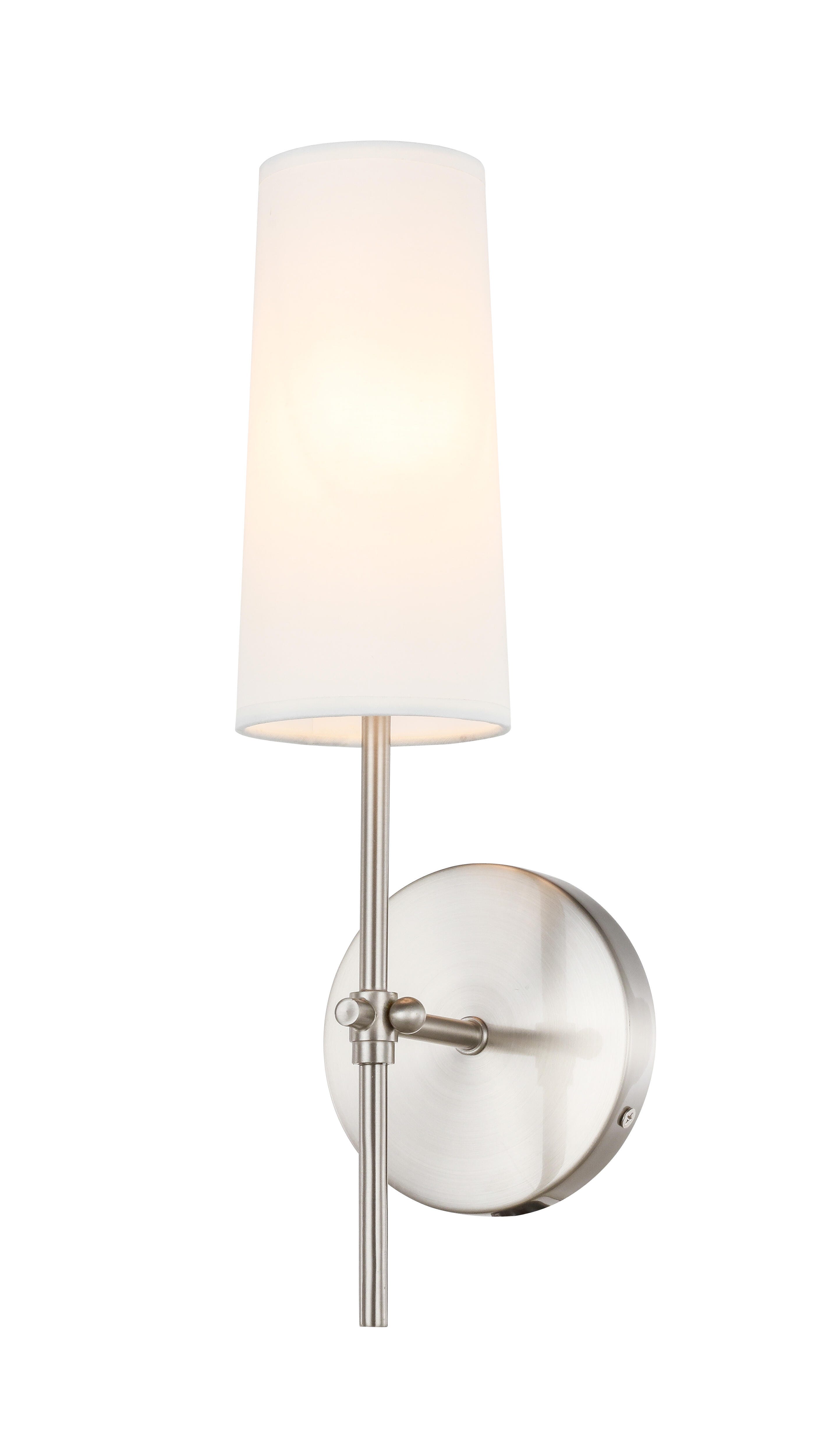 Mel 1 Light Burnished Nickel And White Shade Wall Sconce, Burnished Nickel/White, large