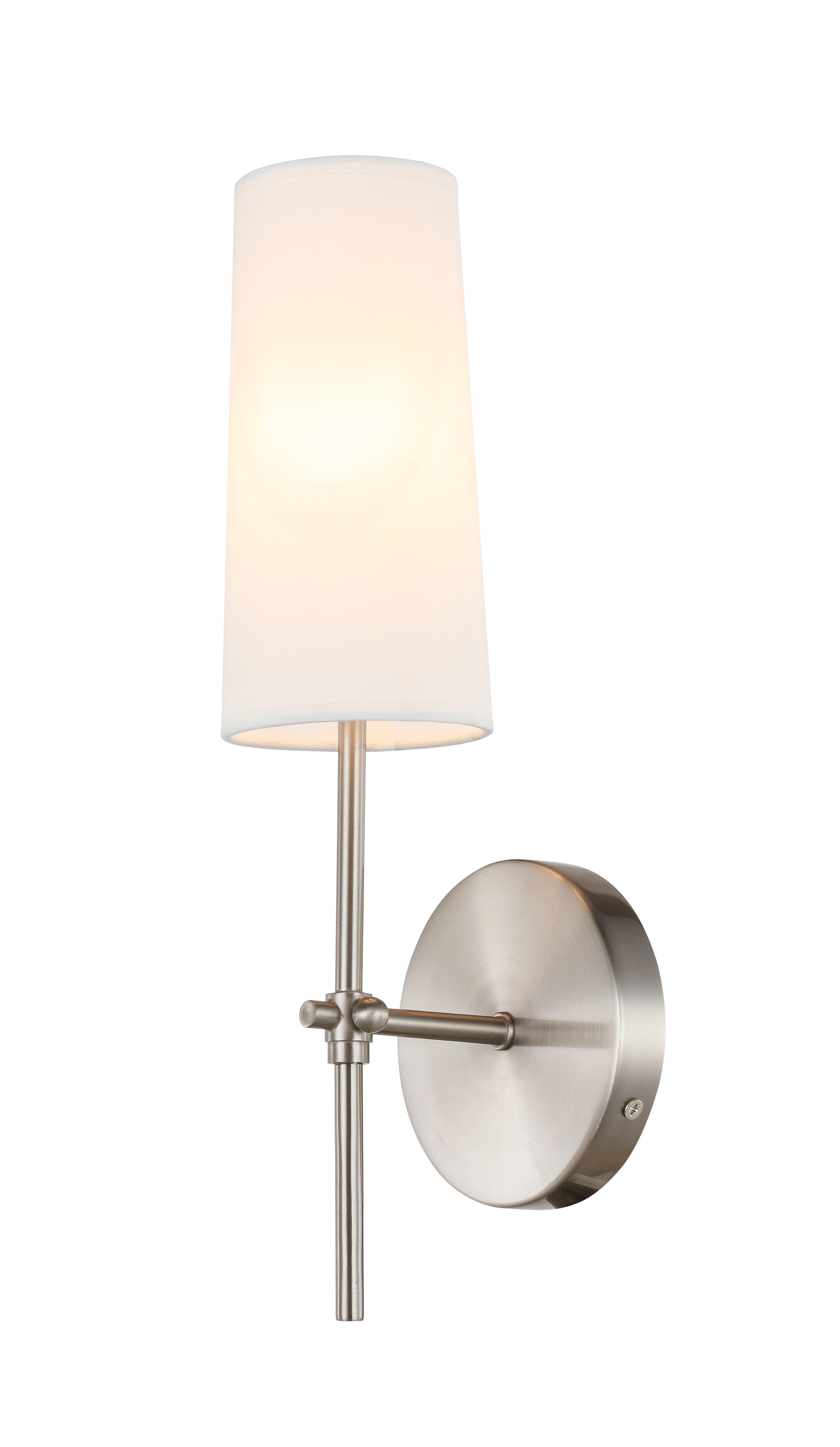 Mel 1 Light Burnished Nickel And White Shade Wall Sconce, Burnished Nickel/White, large
