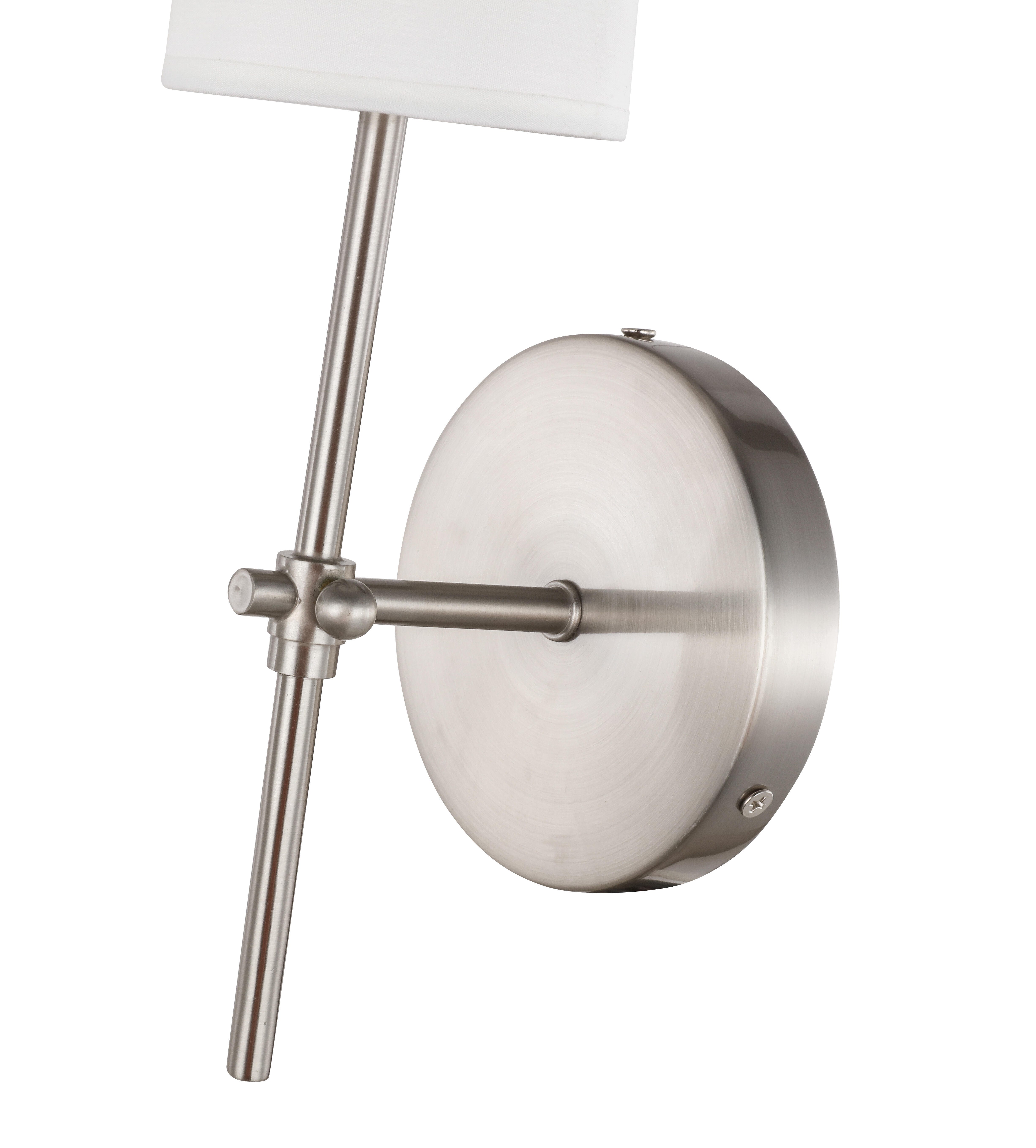Mel 1 Light Burnished Nickel And White Shade Wall Sconce, Burnished Nickel/White, large