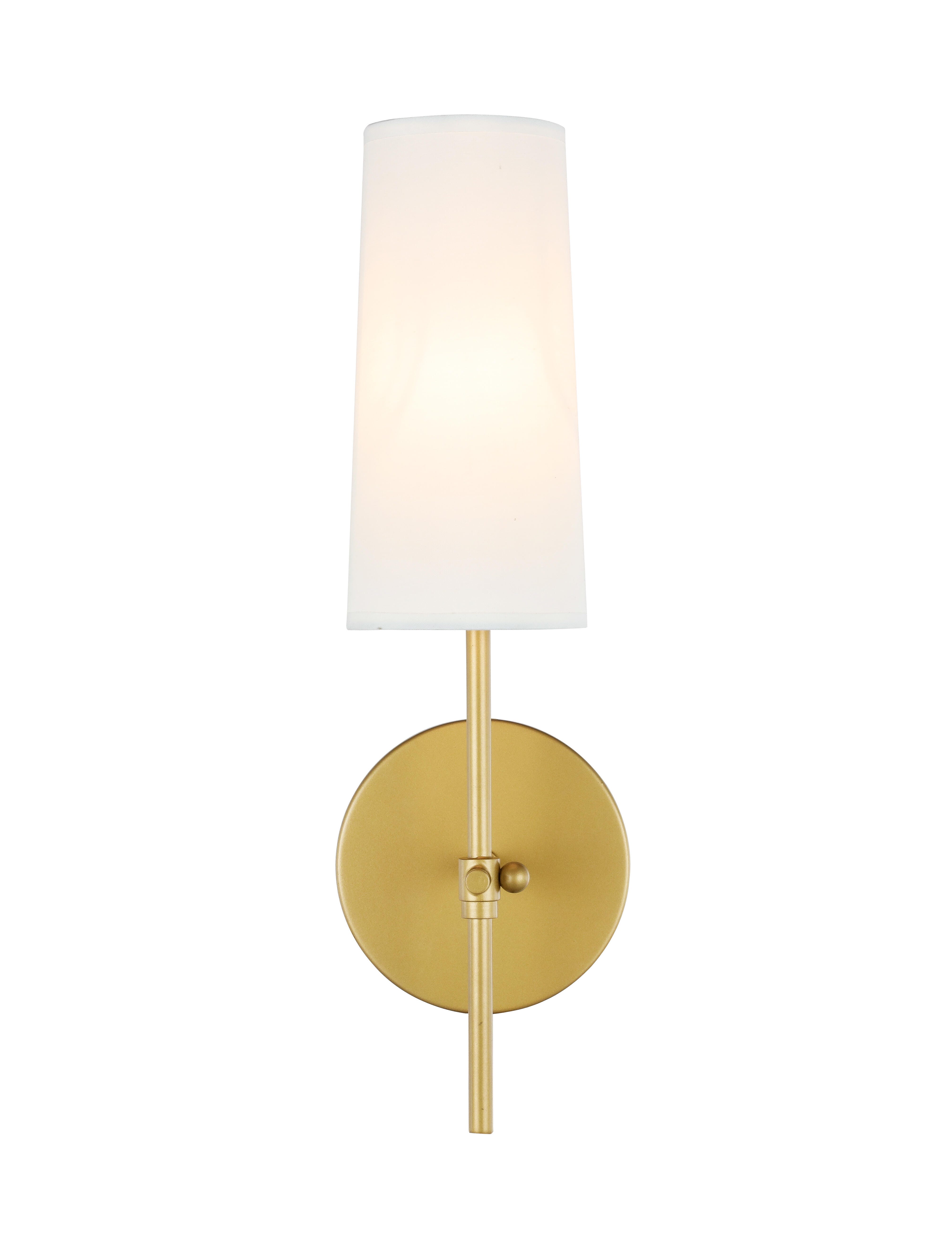 Mel 1 Light Brass And White Shade Wall Sconce, Brass/White, large
