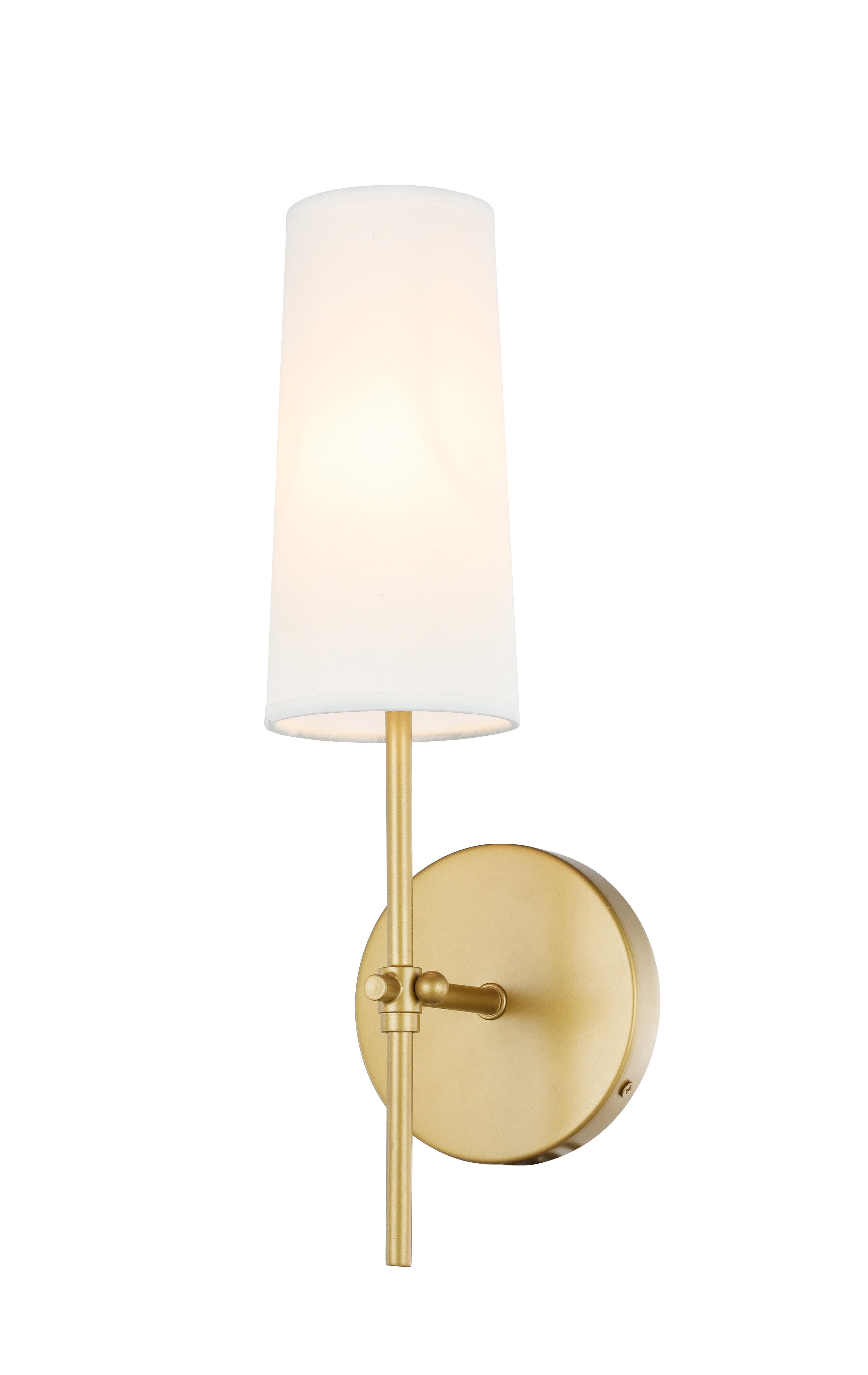 Mel 1 Light Brass And White Shade Wall Sconce, Brass/White, large