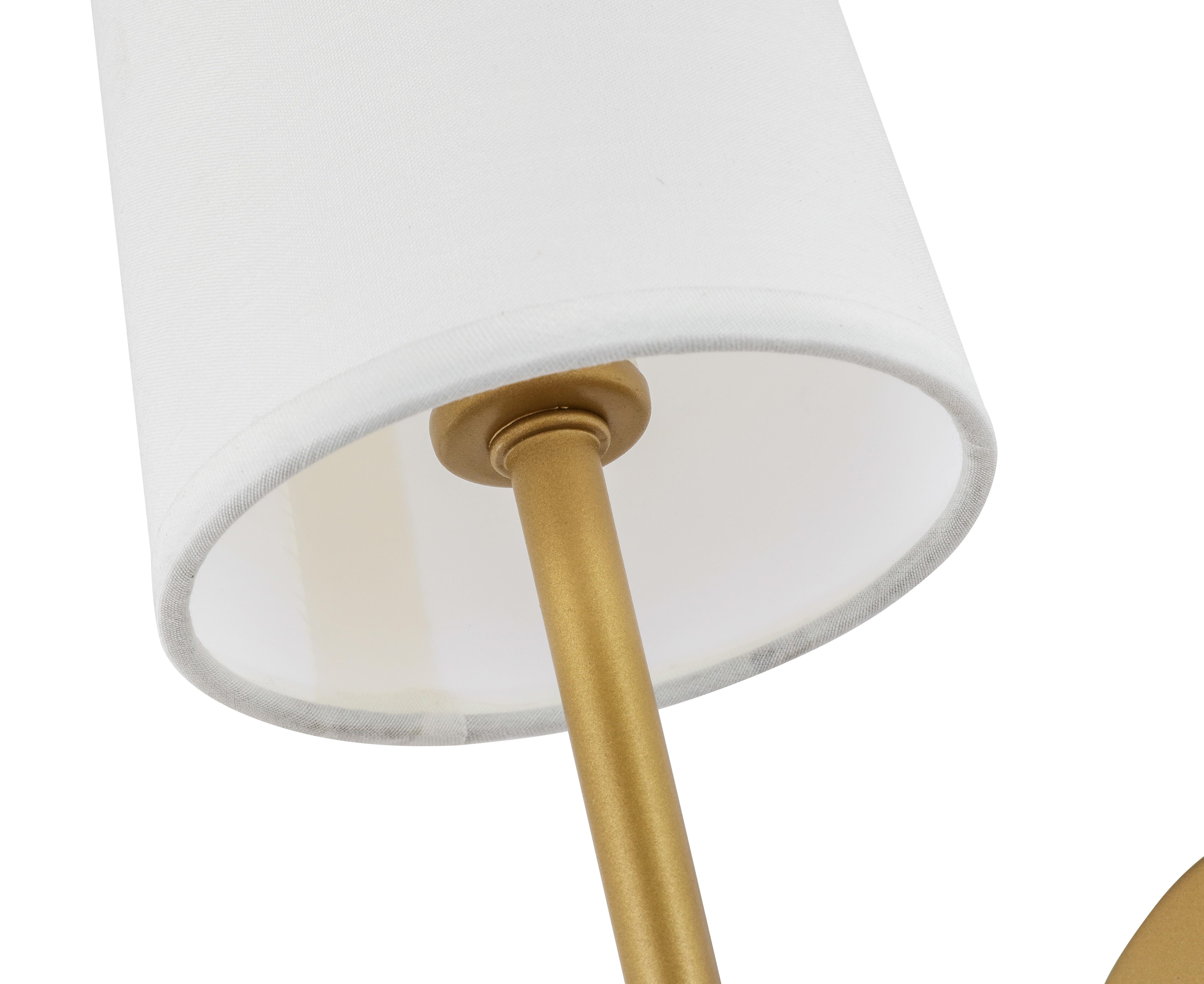 Mel 1 Light Brass And White Shade Wall Sconce, Brass/White, large
