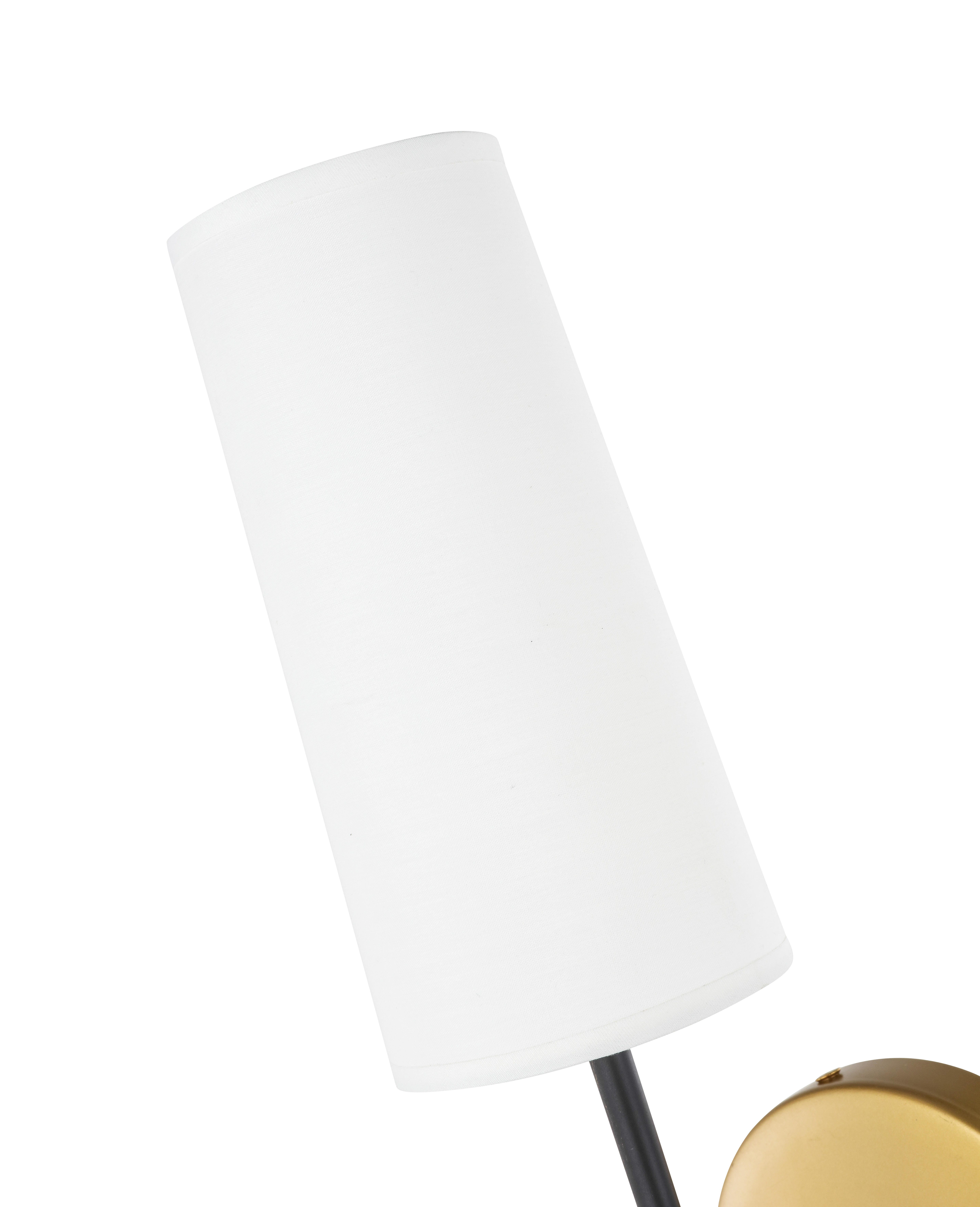 Mel 1 Light Brass And Black And White Shade Wall Sconce, Brass/Black/White, large