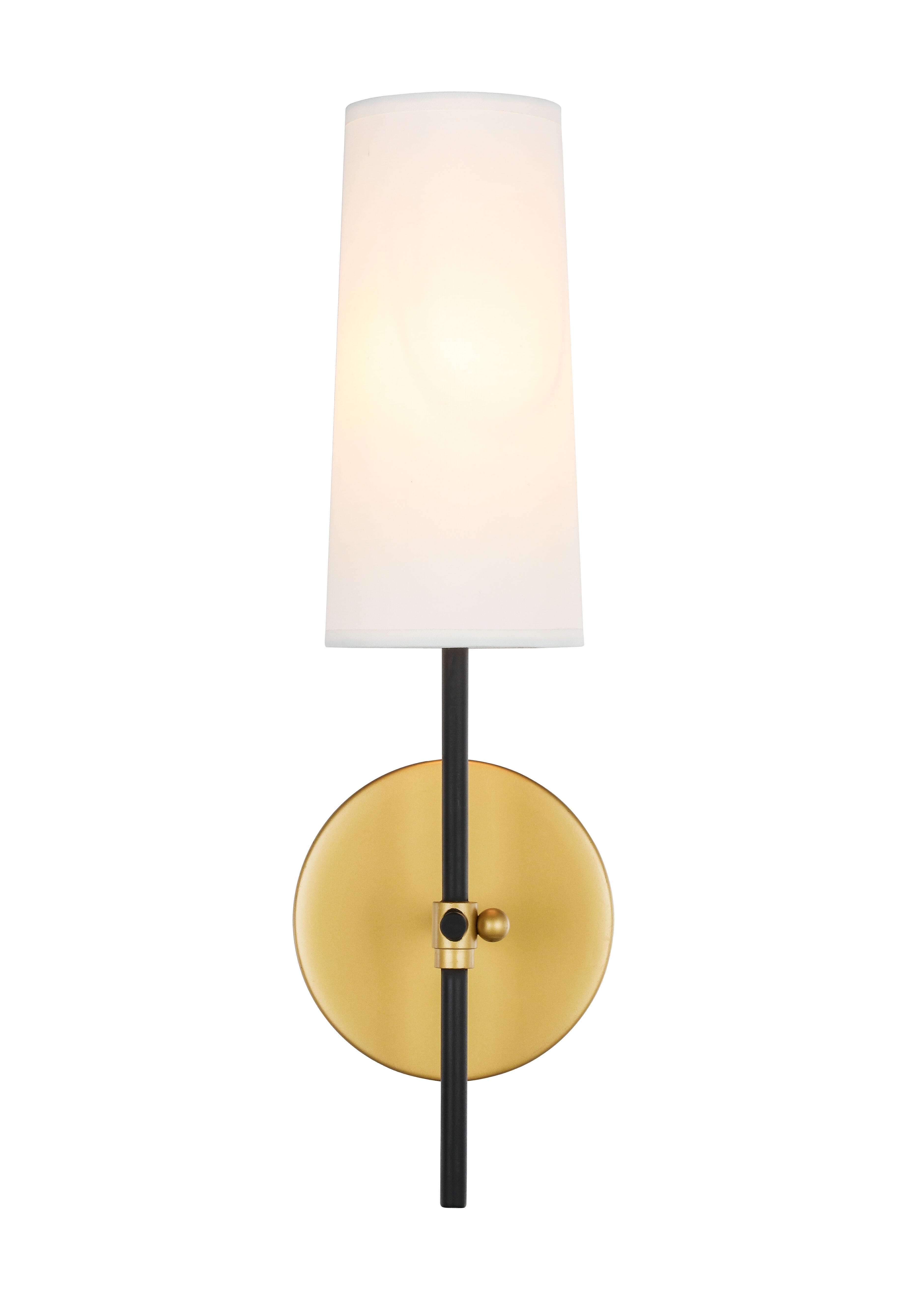 Mel 1 Light Brass And Black And White Shade Wall Sconce, Brass/Black/White, large
