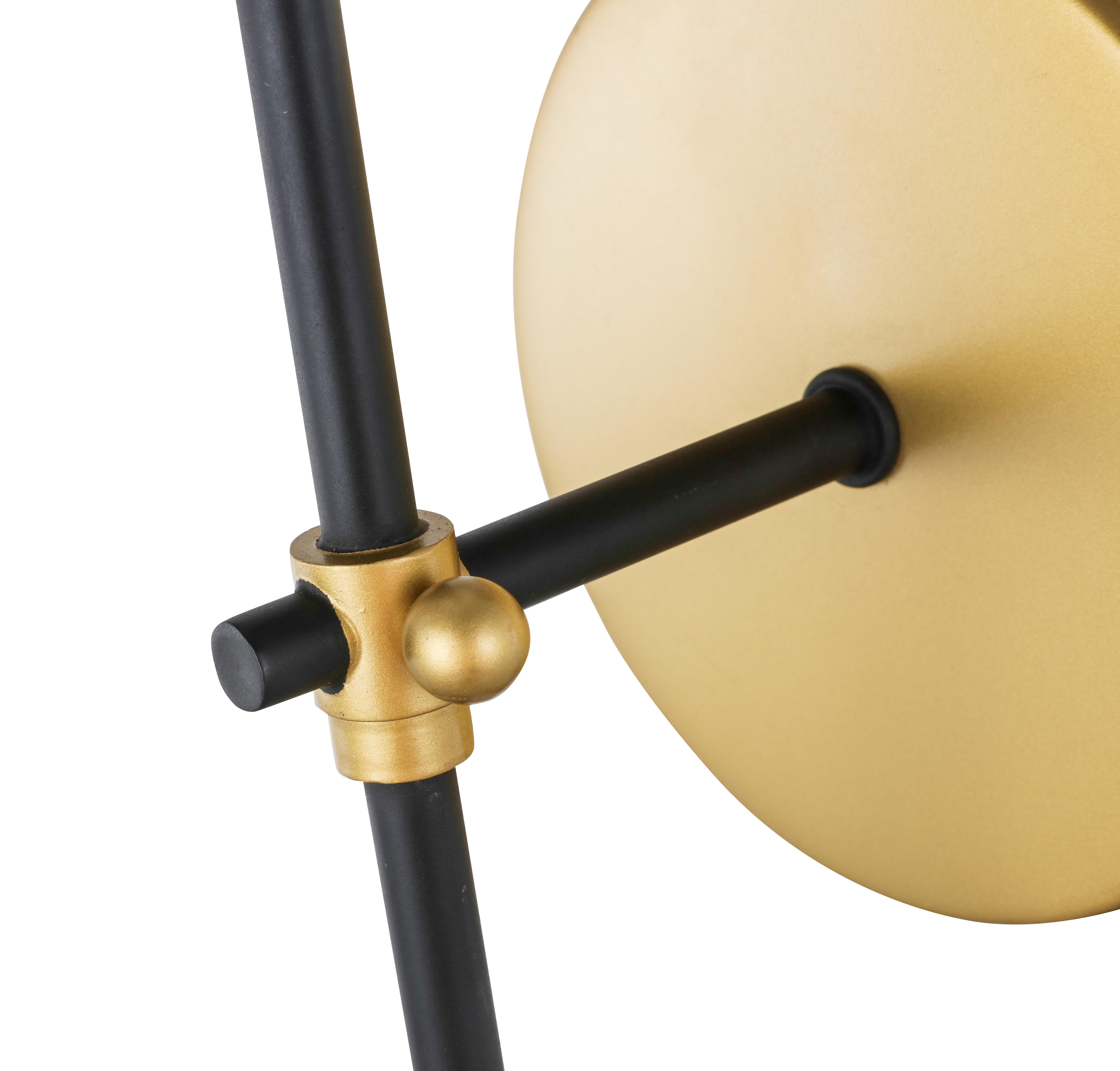 Mel 1 Light Brass And Black And White Shade Wall Sconce, Brass/Black/White, large