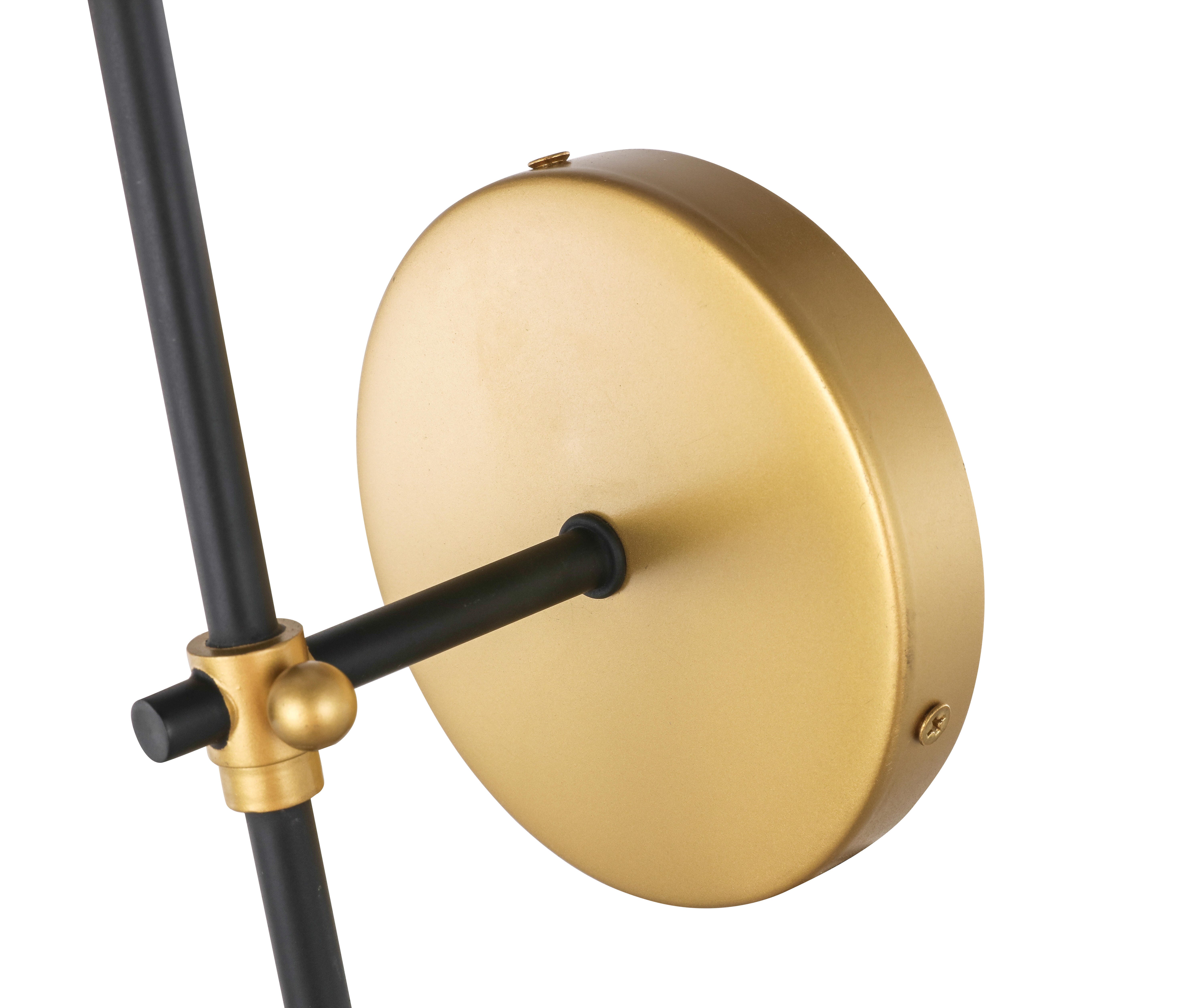 Mel 1 Light Brass And Black And White Shade Wall Sconce, Brass/Black/White, large