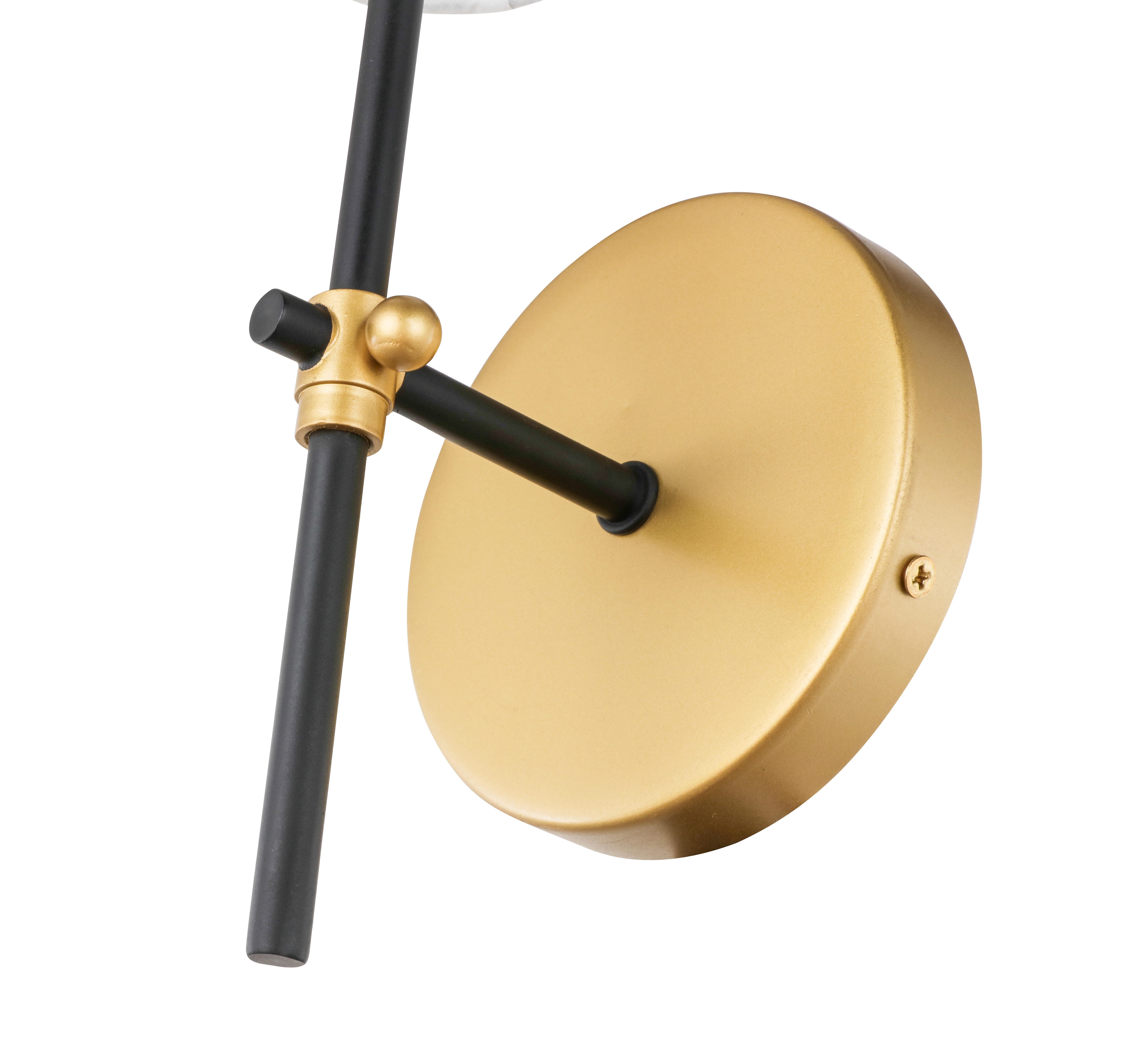 Mel 1 Light Brass And Black And White Shade Wall Sconce, Brass/Black/White, large