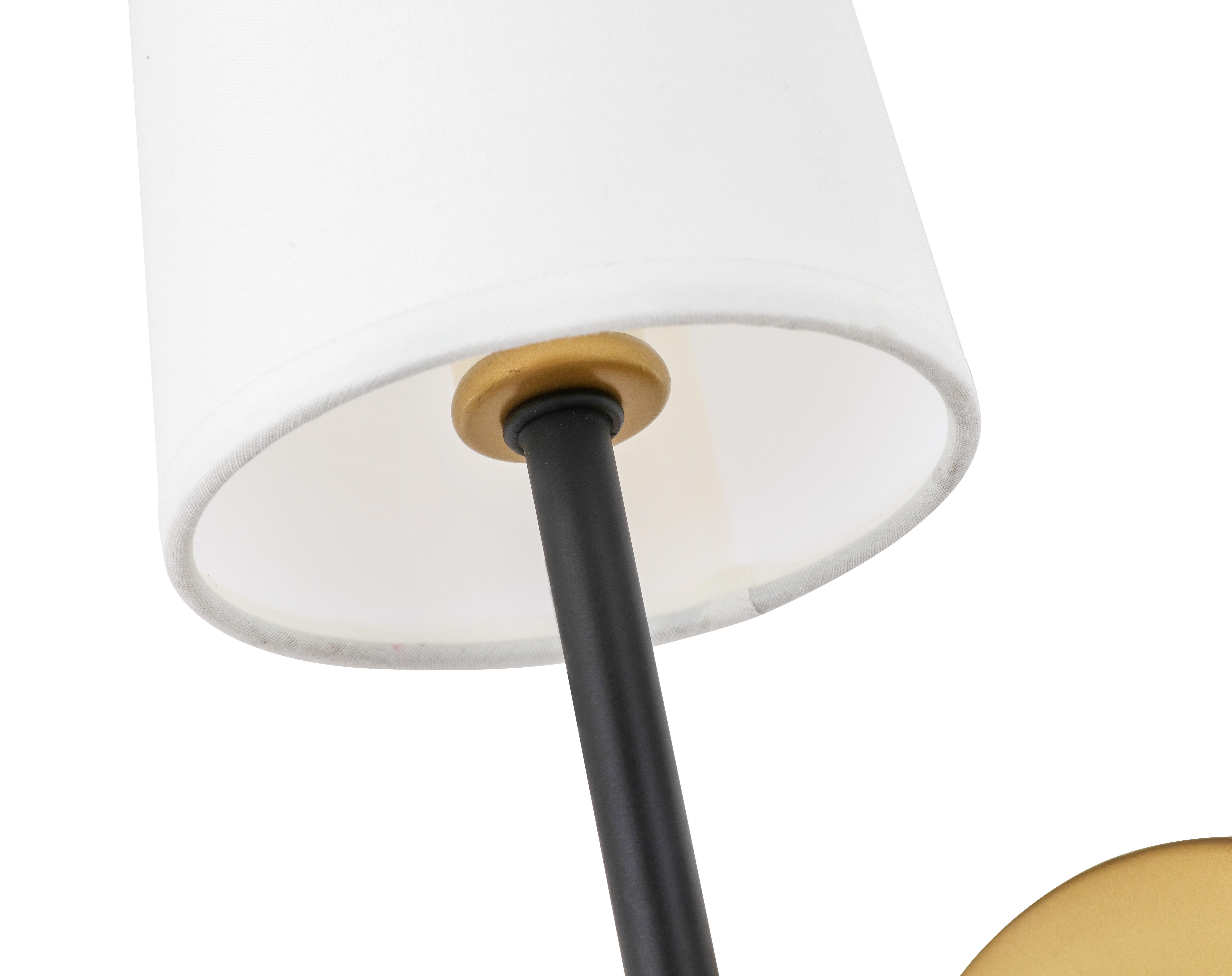 Mel 1 Light Brass And Black And White Shade Wall Sconce, Brass/Black/White, large