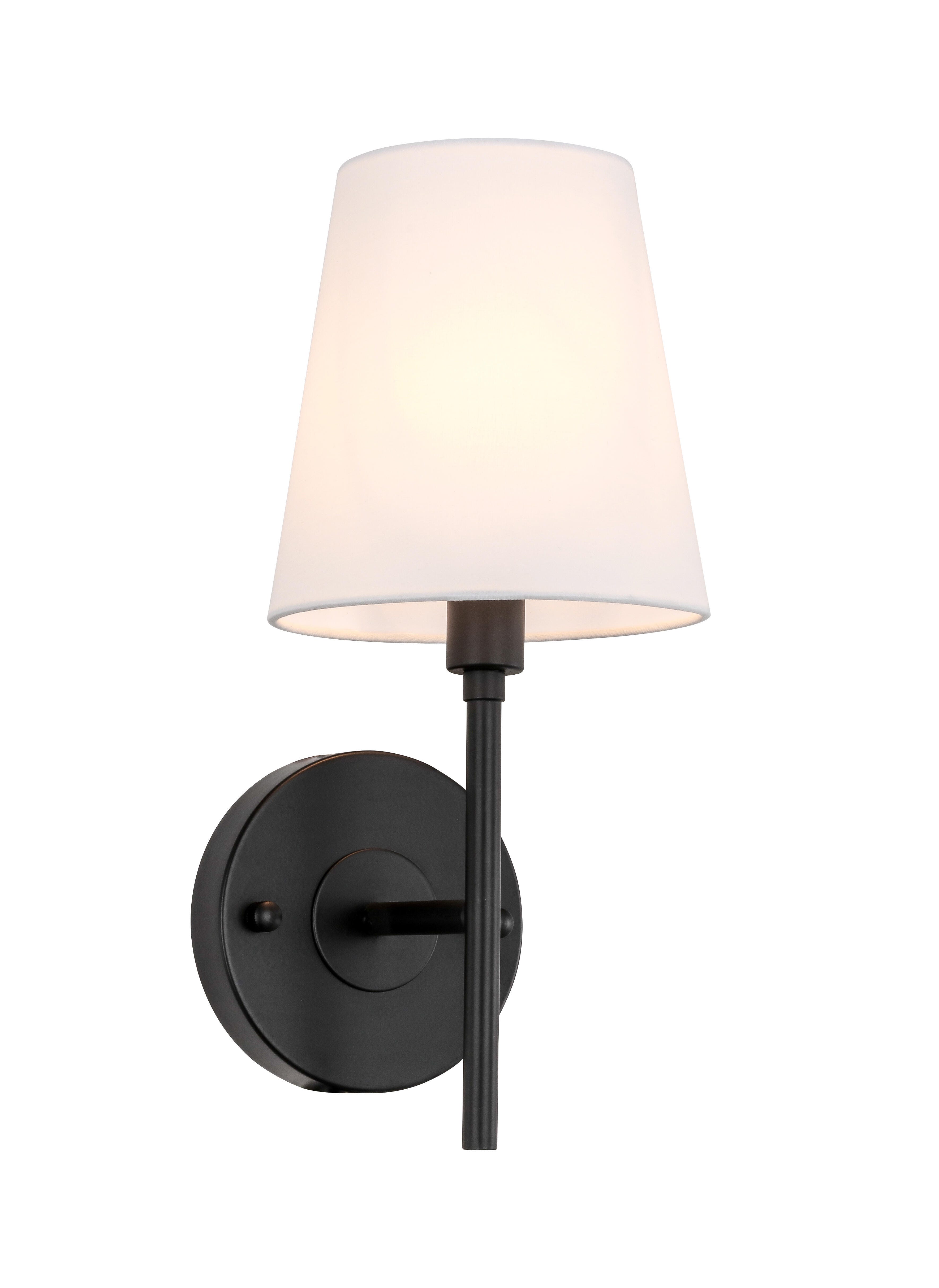 Cason 1 Light Black And White Shade Wall Sconce, Black/White, large