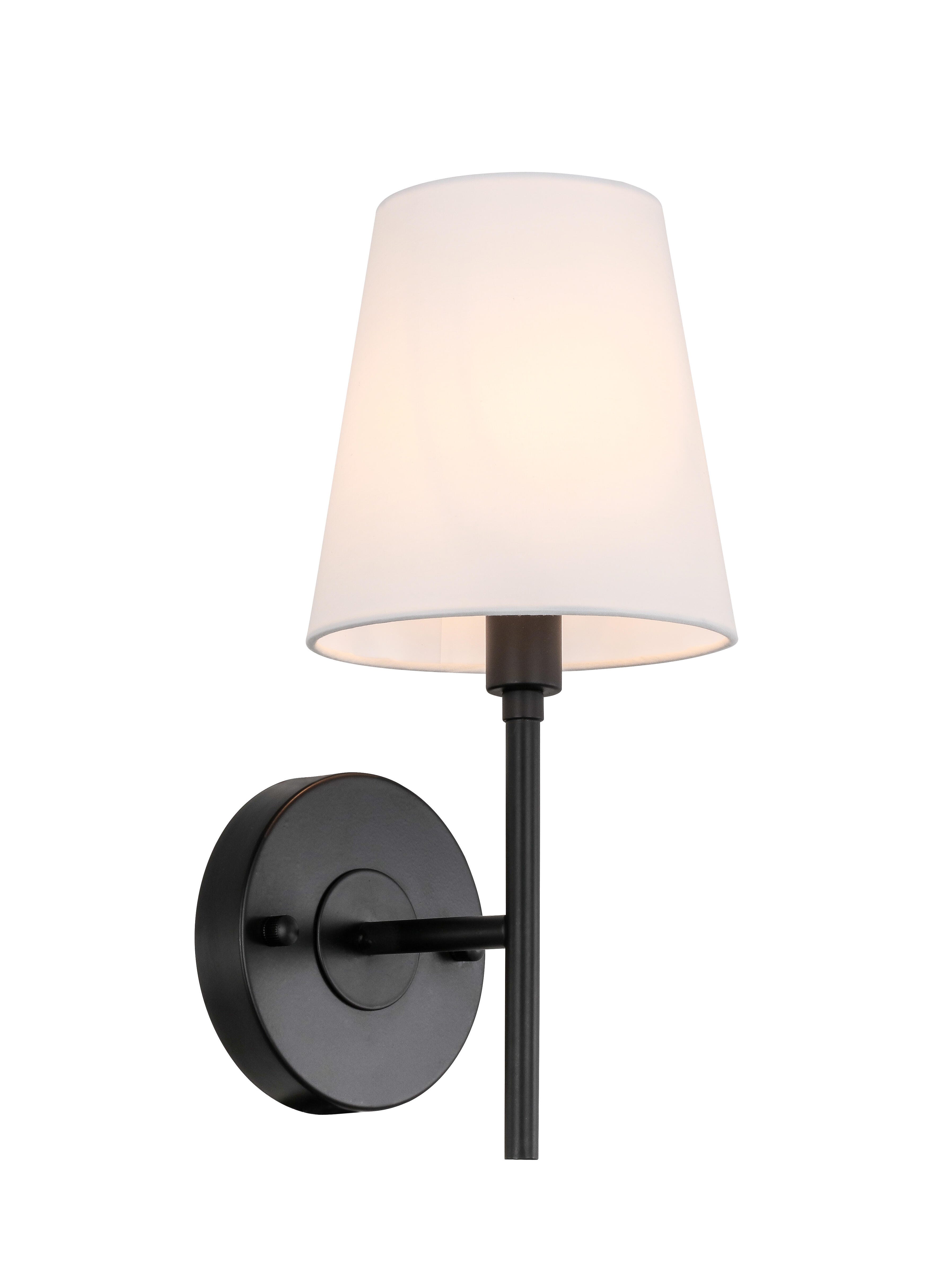 Cason 1 Light Black And White Shade Wall Sconce, Black/White, large