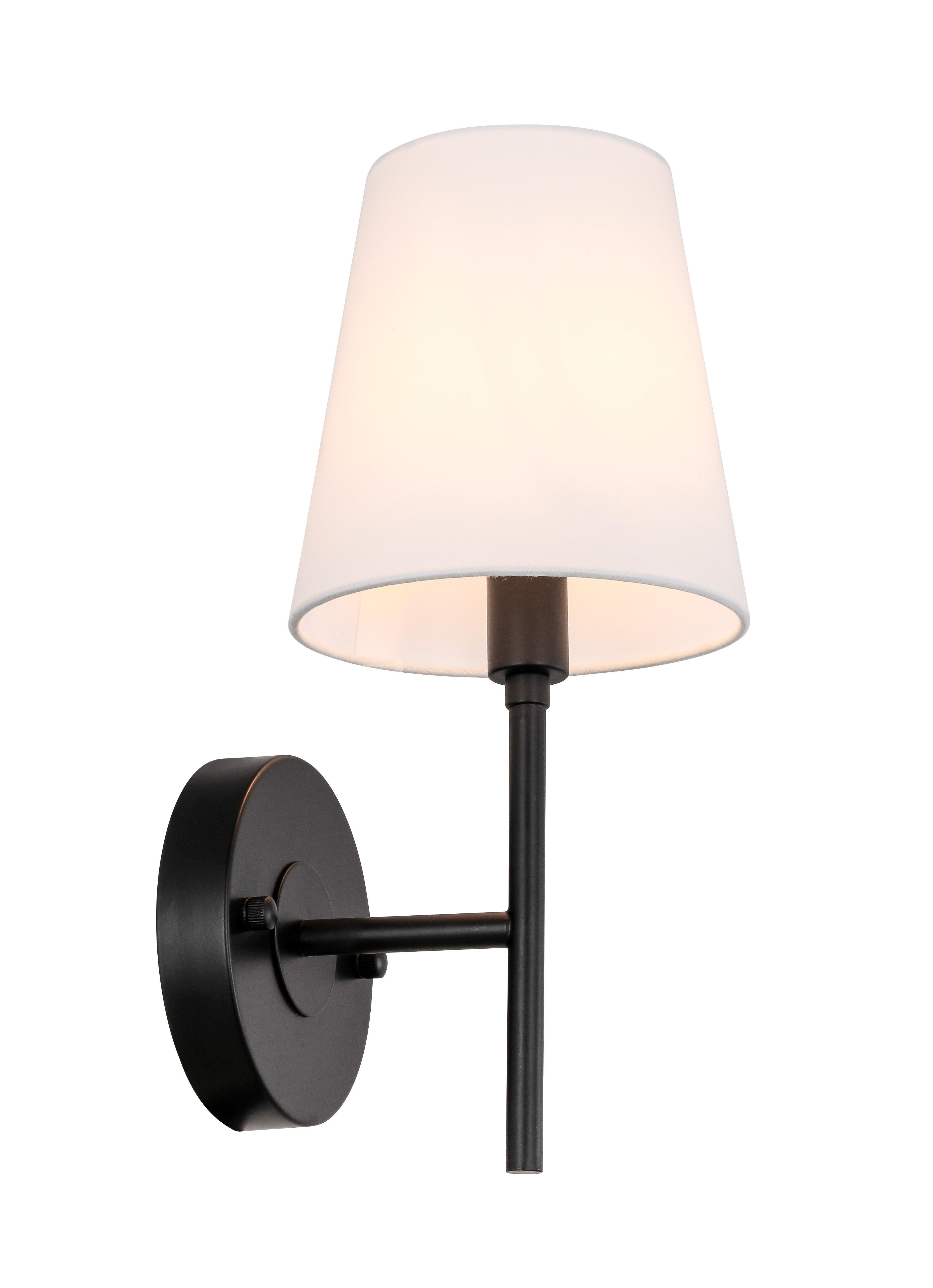 Cason 1 Light Black And White Shade Wall Sconce, Black/White, large