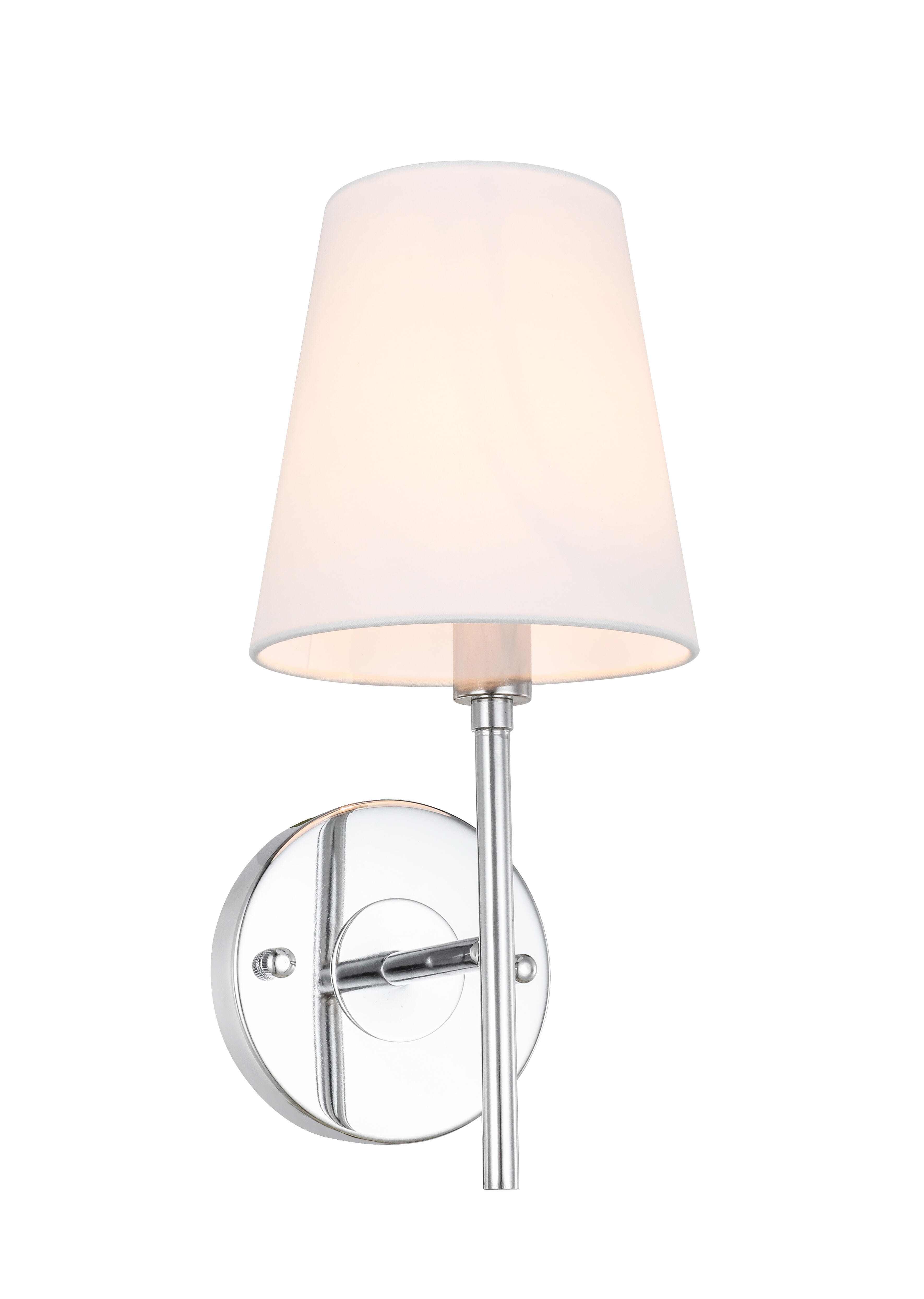 Cason 1 Light Chrome And White Shade Wall Sconce, Chrome/White, large