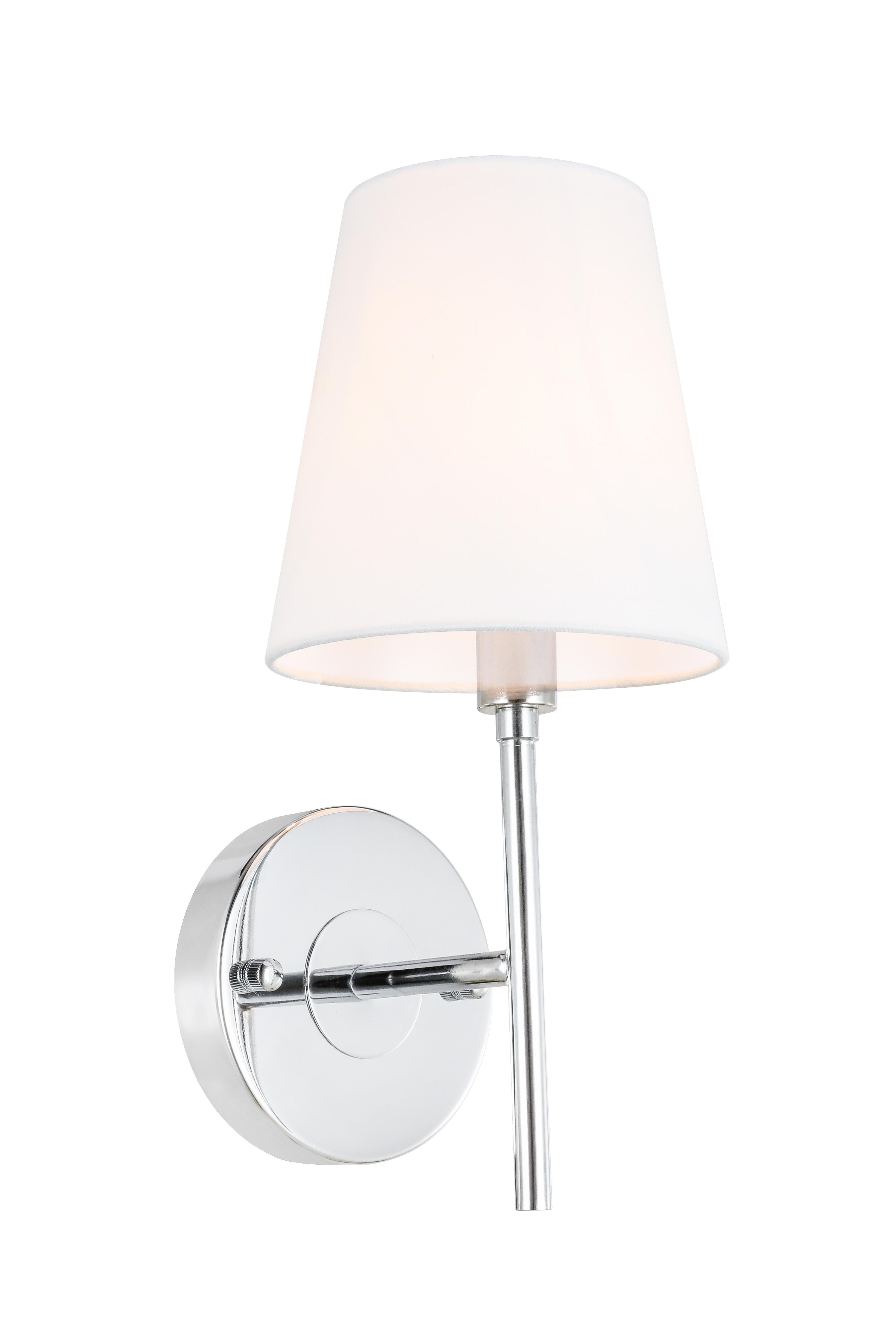 Cason 1 Light Chrome And White Shade Wall Sconce, Chrome/White, large