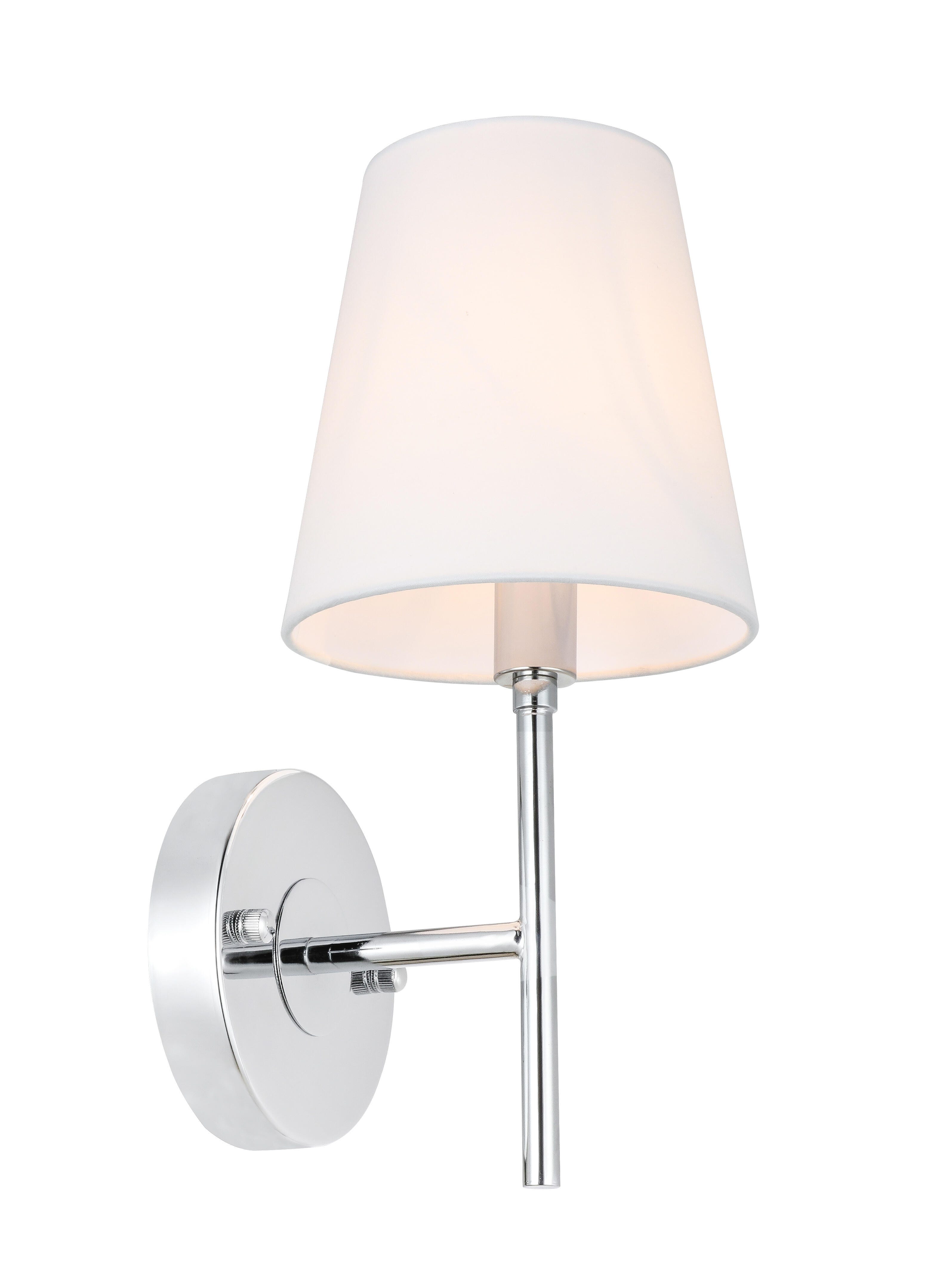 Cason 1 Light Chrome And White Shade Wall Sconce, Chrome/White, large
