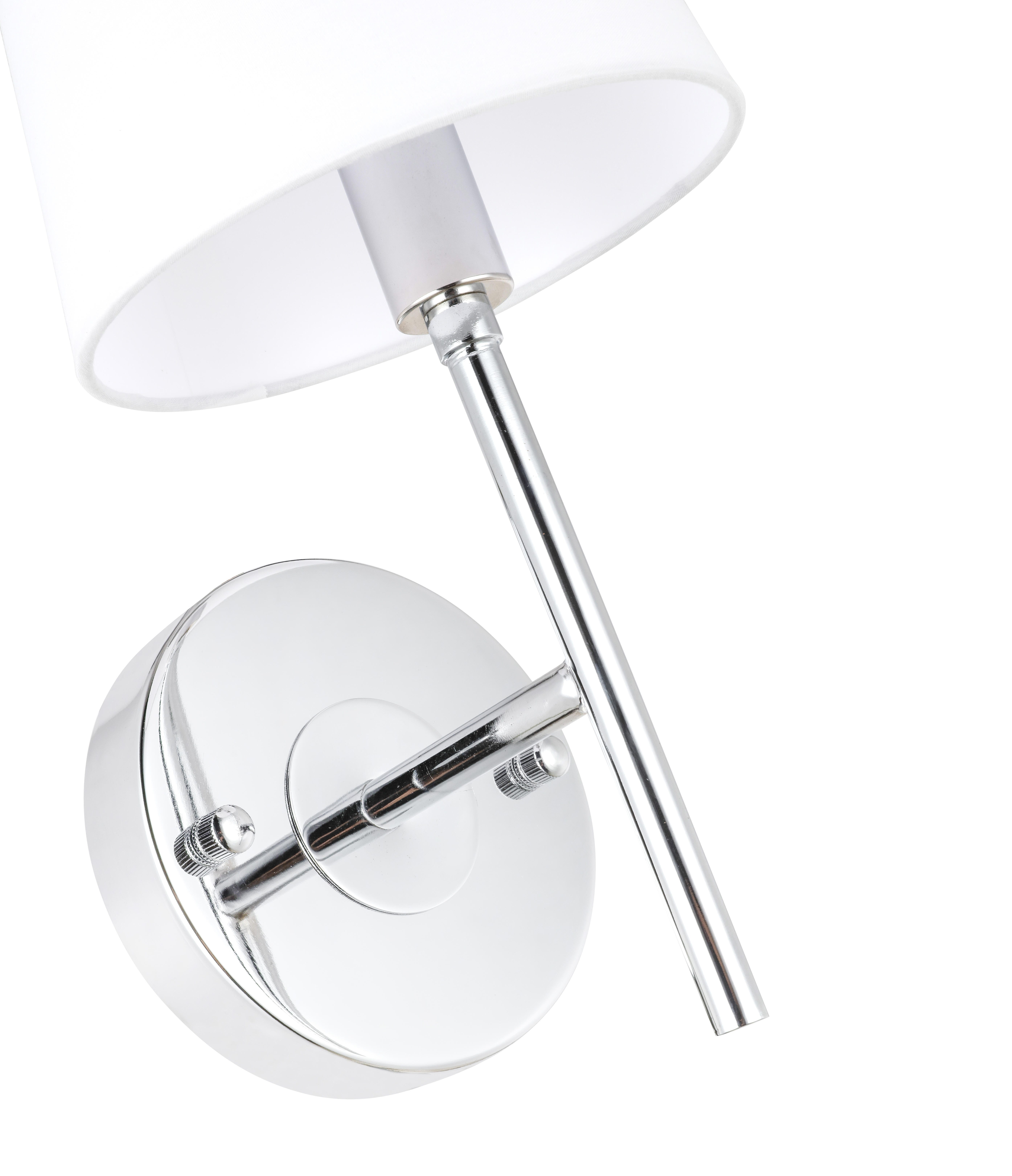 Cason 1 Light Chrome And White Shade Wall Sconce, Chrome/White, large