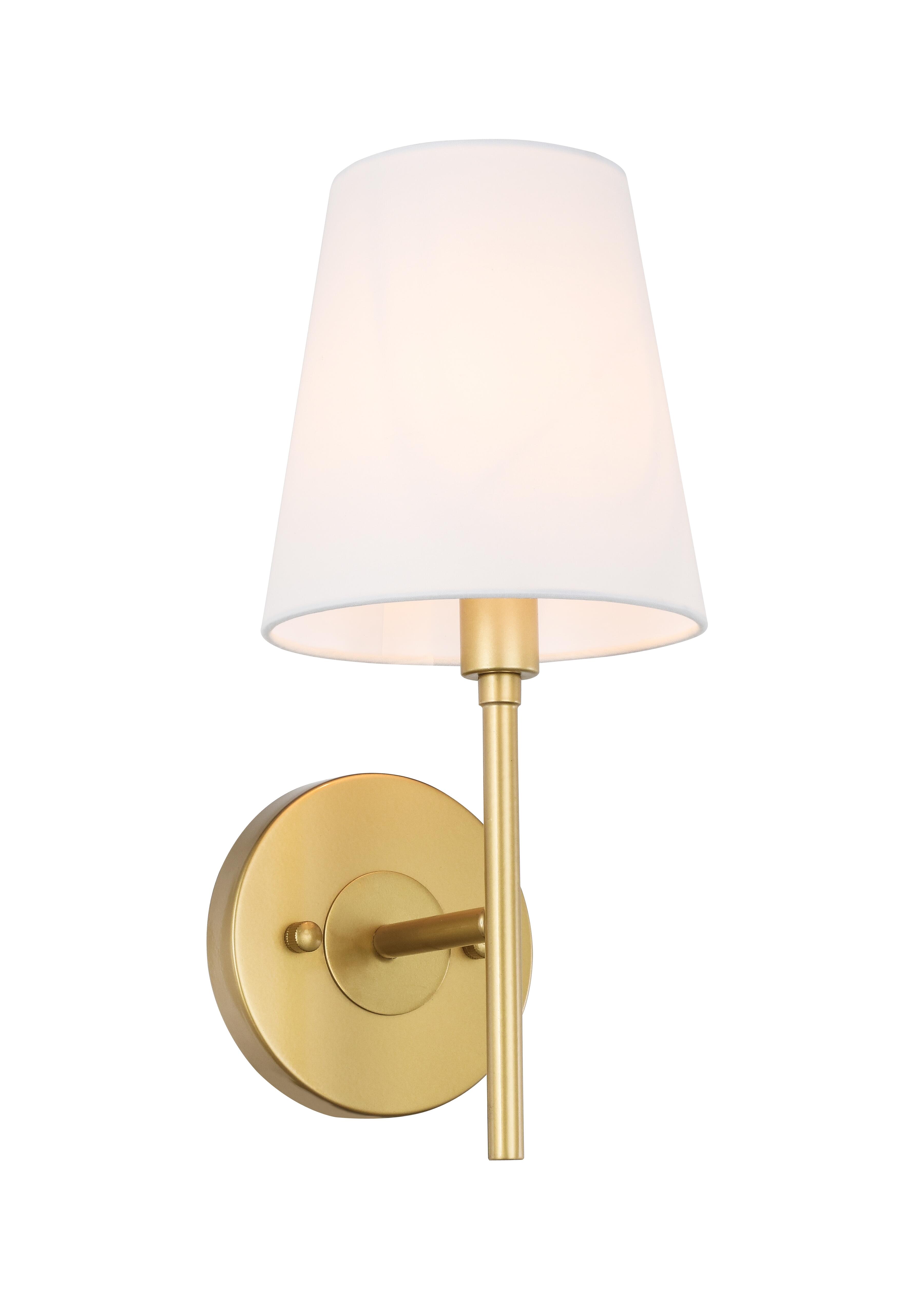 Cason 1 Light Brass And White Shade Wall Sconce, Brass/White, large