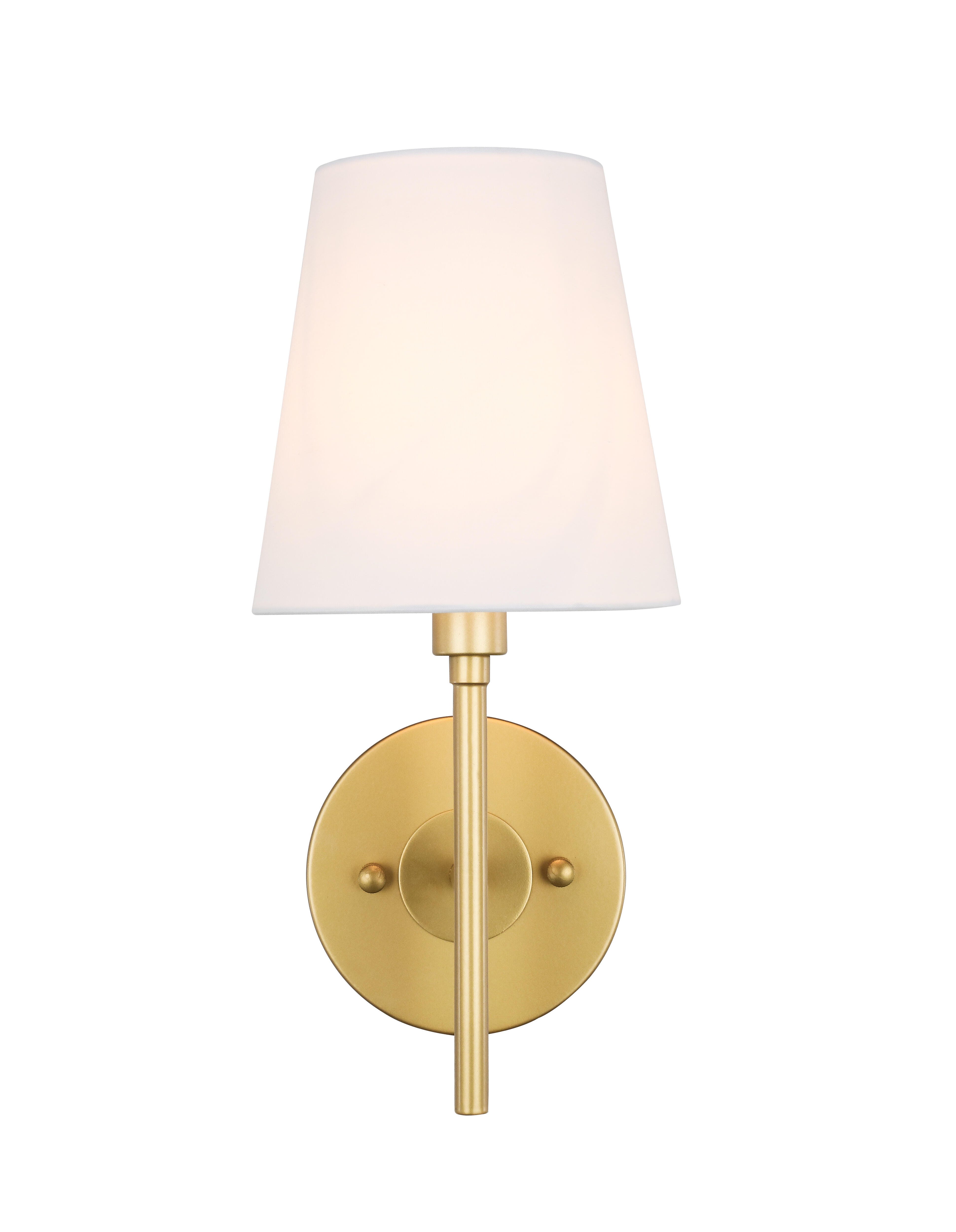 Cason 1 Light Brass And White Shade Wall Sconce, Brass/White, large
