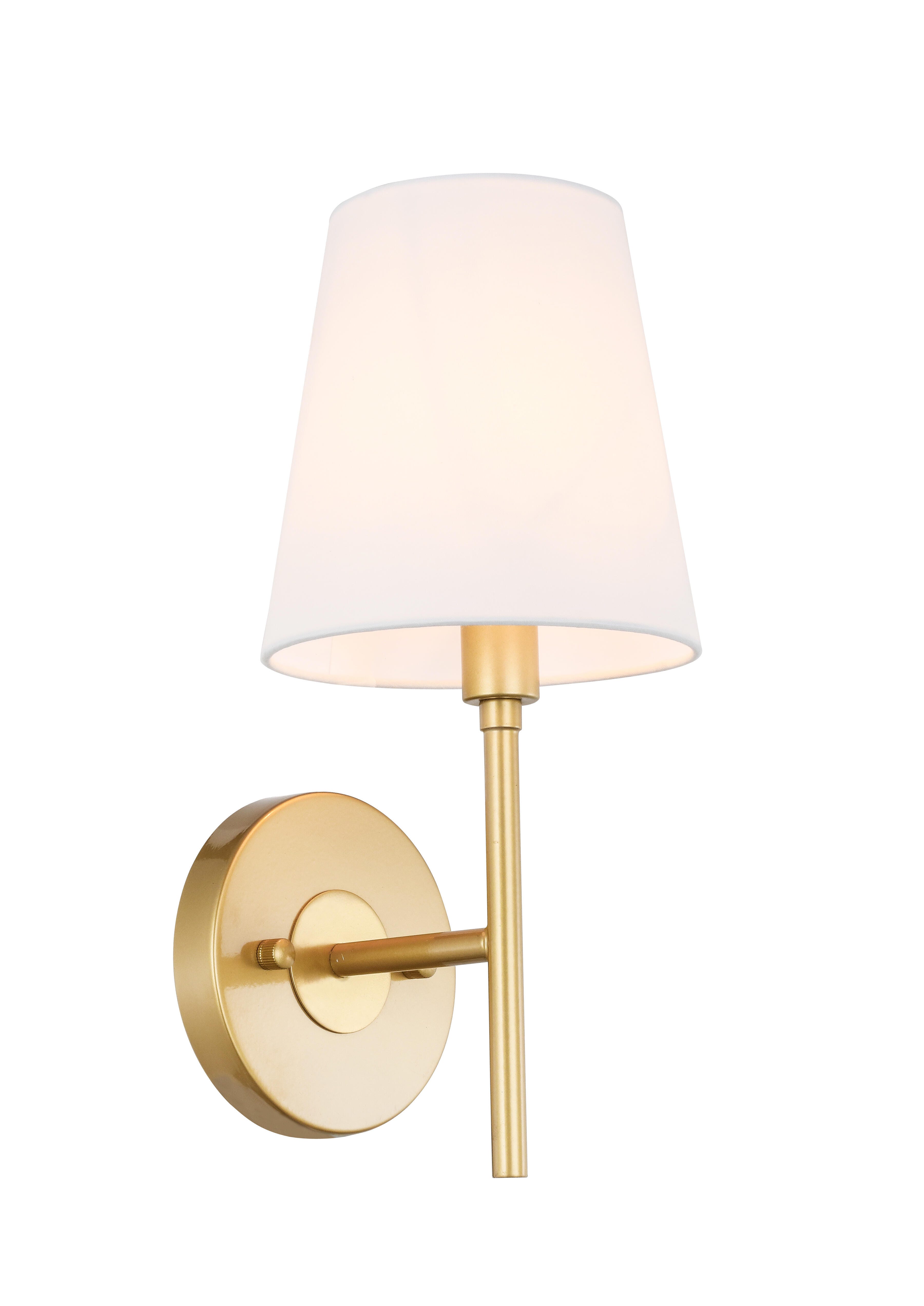 Cason 1 Light Brass And White Shade Wall Sconce, Brass/White, large