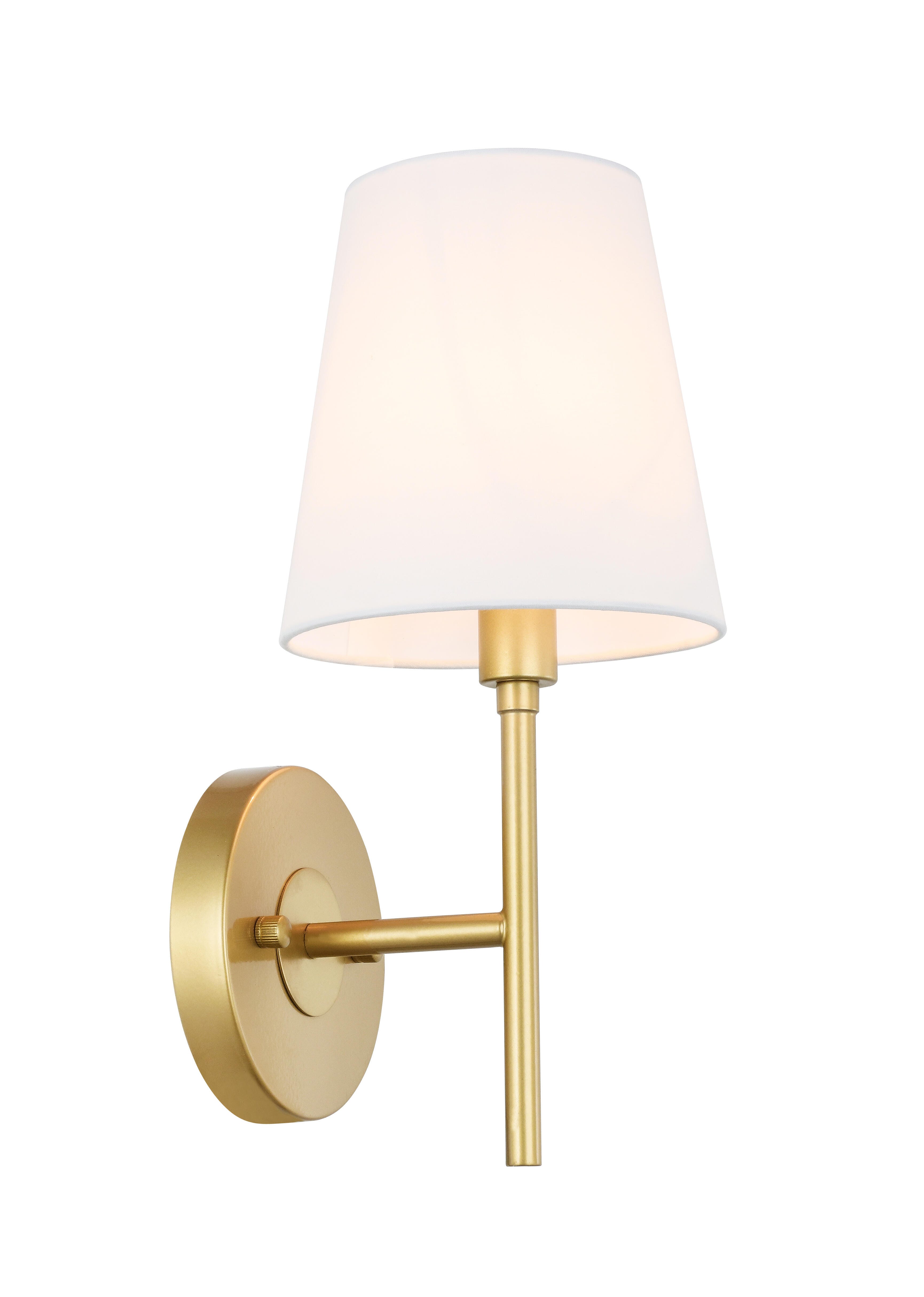 Cason 1 Light Brass And White Shade Wall Sconce, Brass/White, large