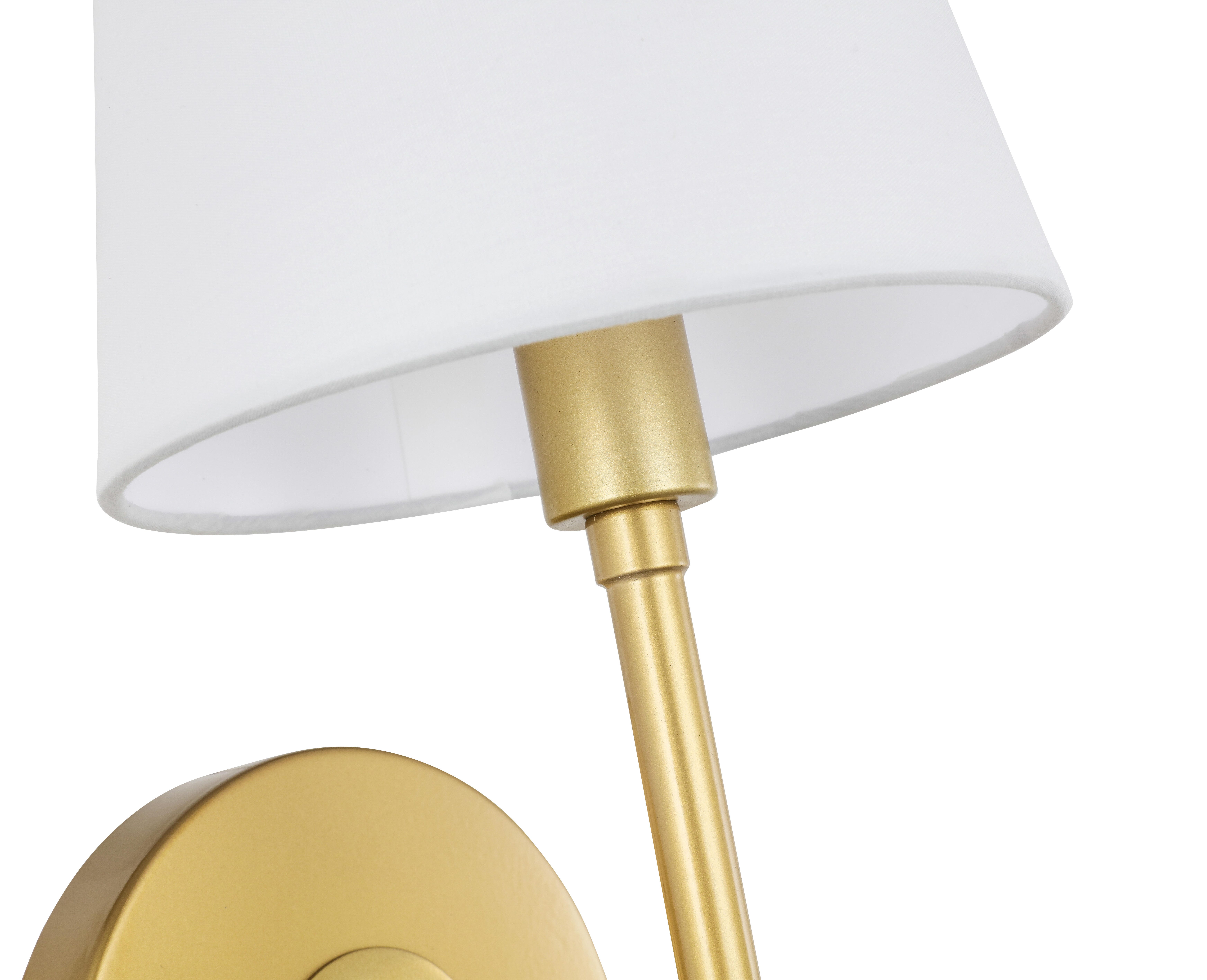 Cason 1 Light Brass And White Shade Wall Sconce, Brass/White, large