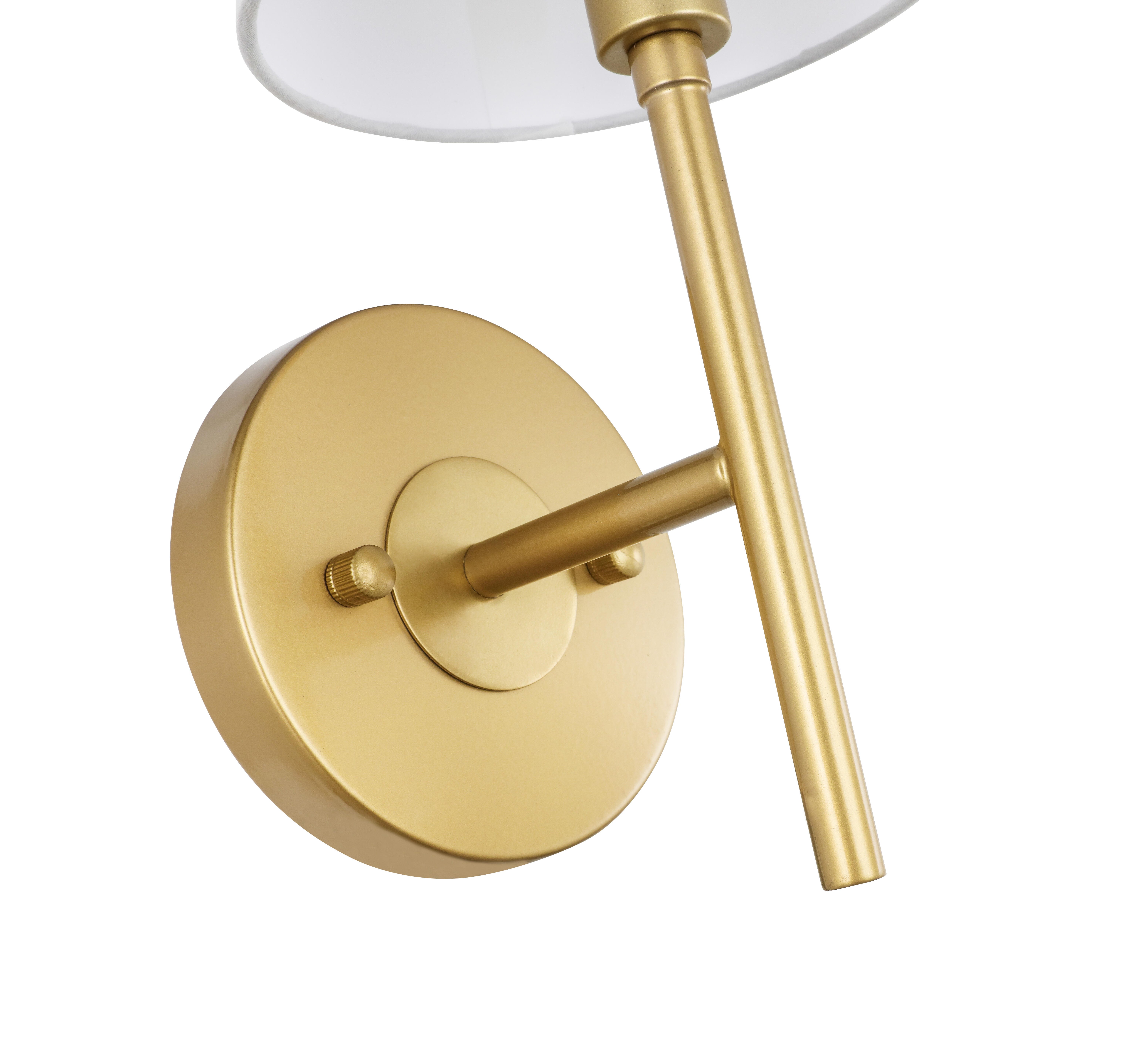 Cason 1 Light Brass And White Shade Wall Sconce, Brass/White, large