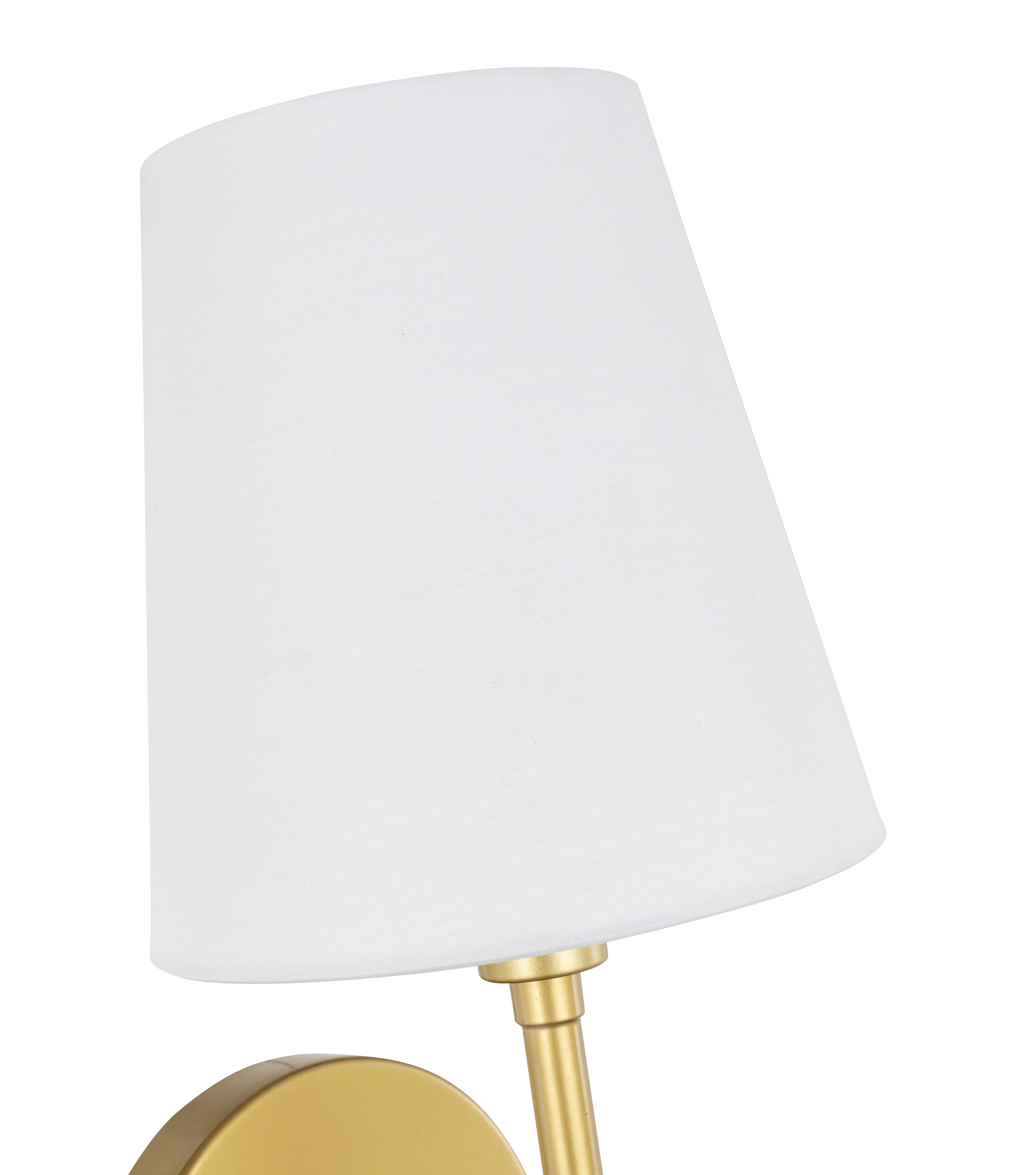 Cason 1 Light Brass And White Shade Wall Sconce, Brass/White, large