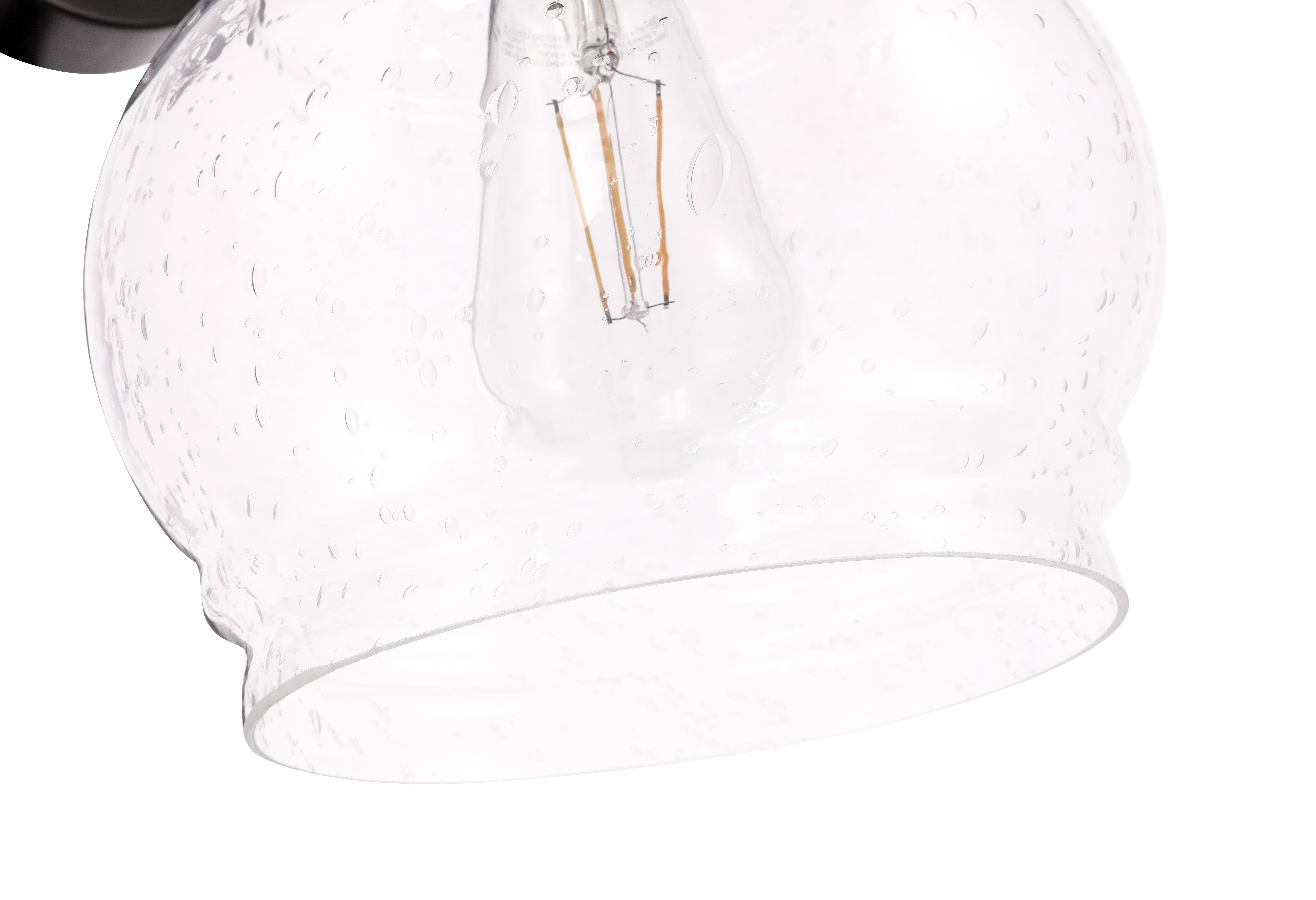 Pierce 1 Light Black And Clear Seeded Glass Wall Sconce, Black/Clear, large