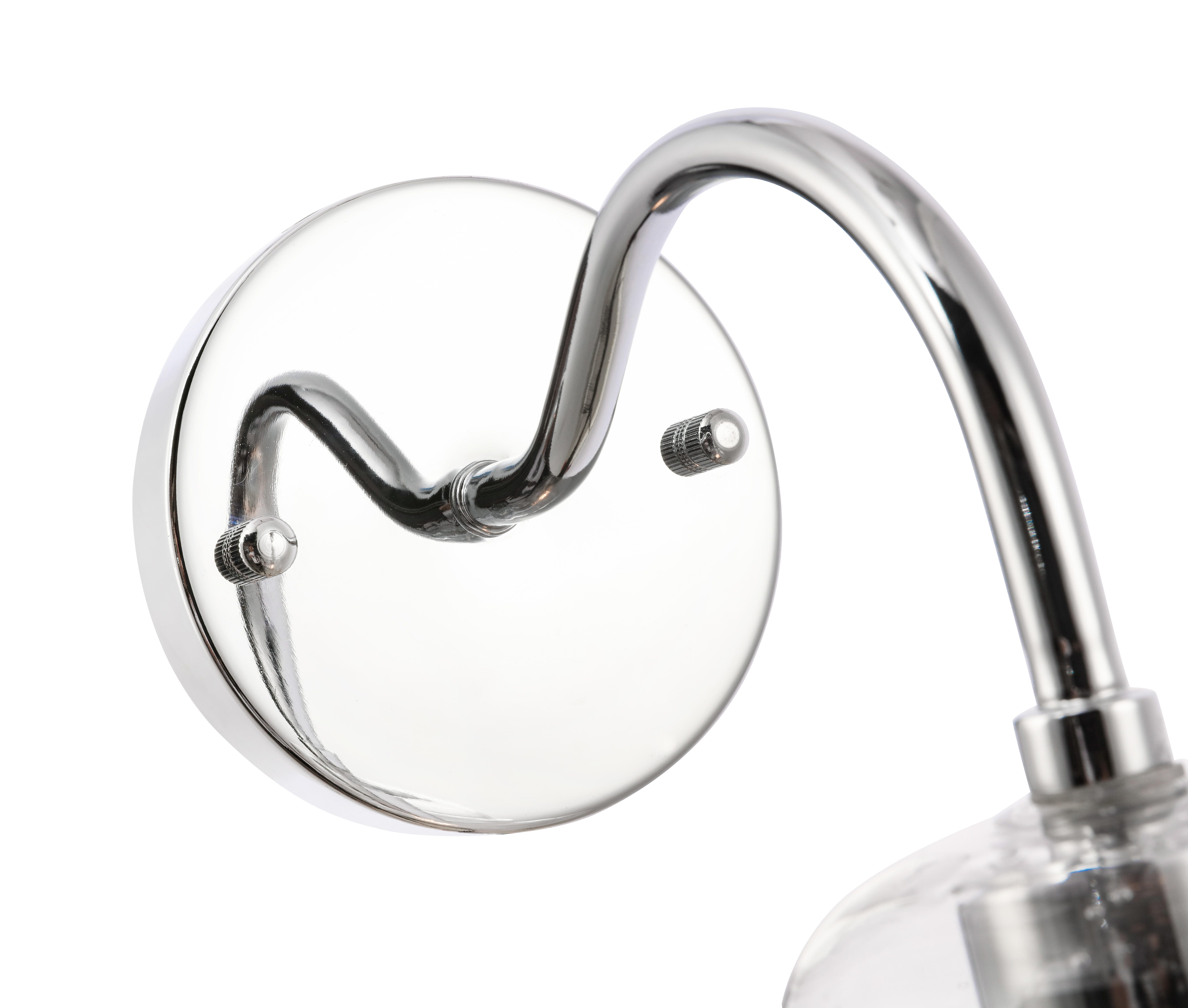 Pierce 1 Light Chrome And Clear Seeded Glass Wall Sconce, Chrome/Clear, large