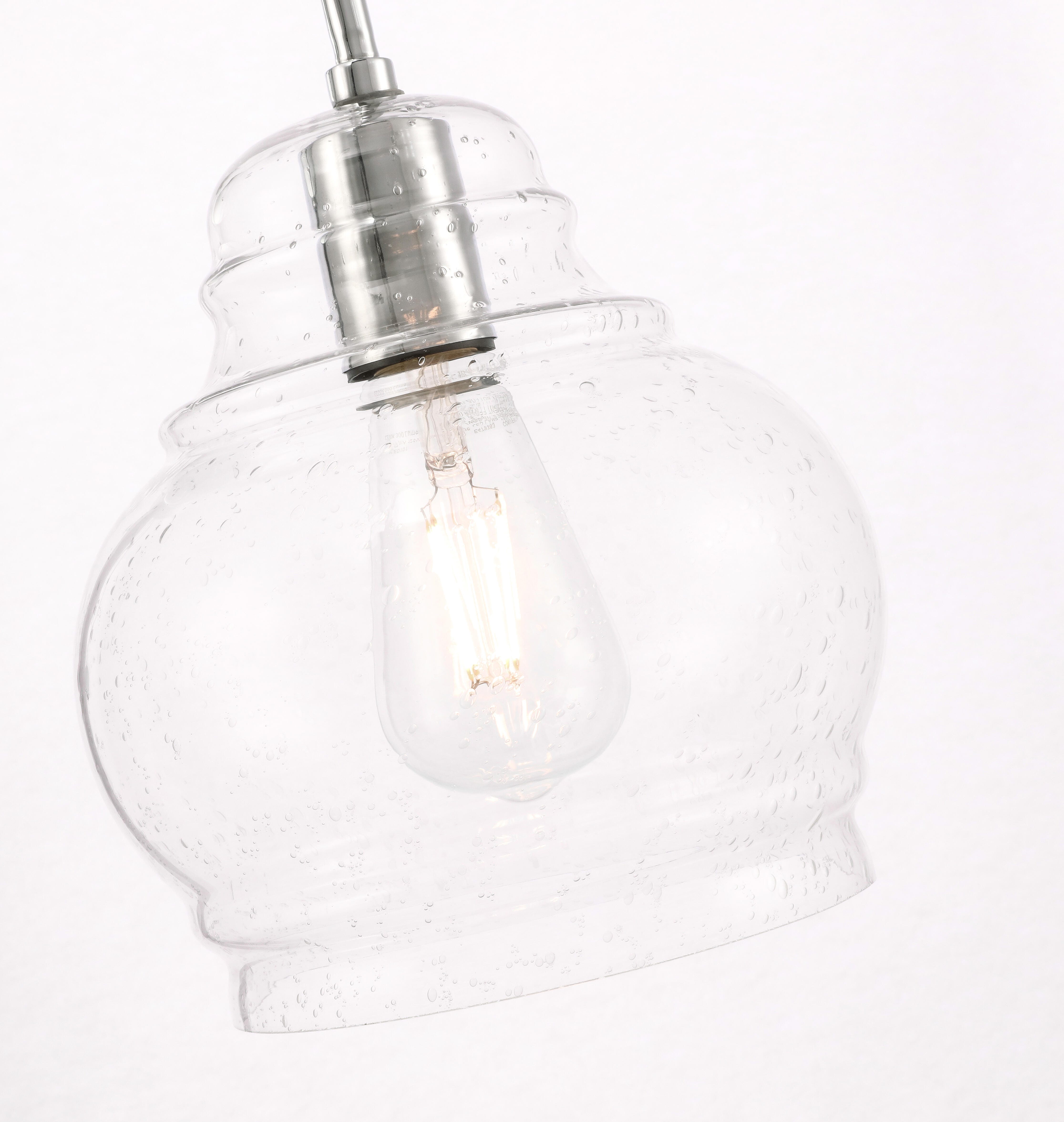 Pierce 1 Light Chrome And Clear Seeded Glass Wall Sconce, Chrome/Clear, large