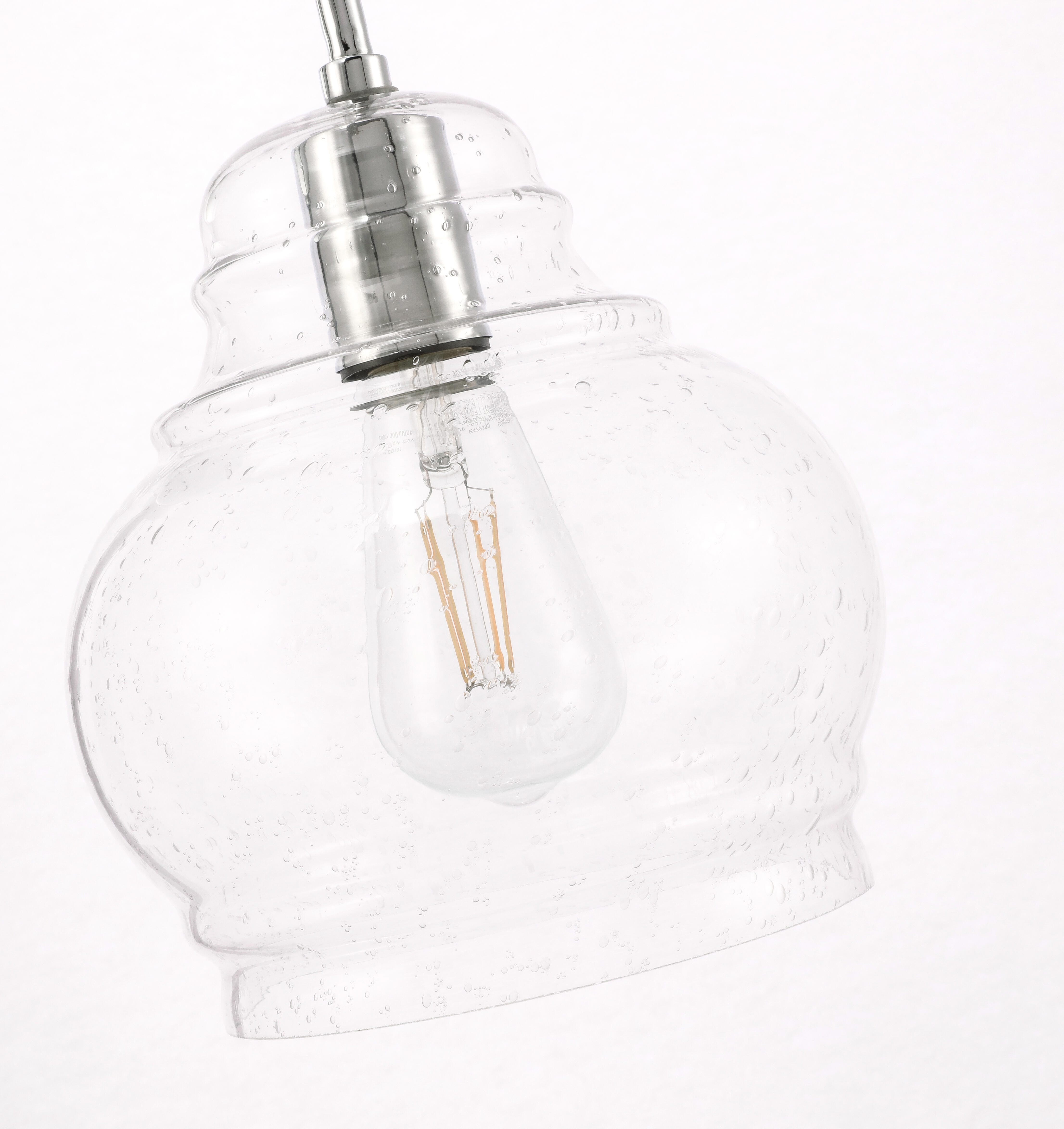 Pierce 1 Light Chrome And Clear Seeded Glass Wall Sconce, Chrome/Clear, large
