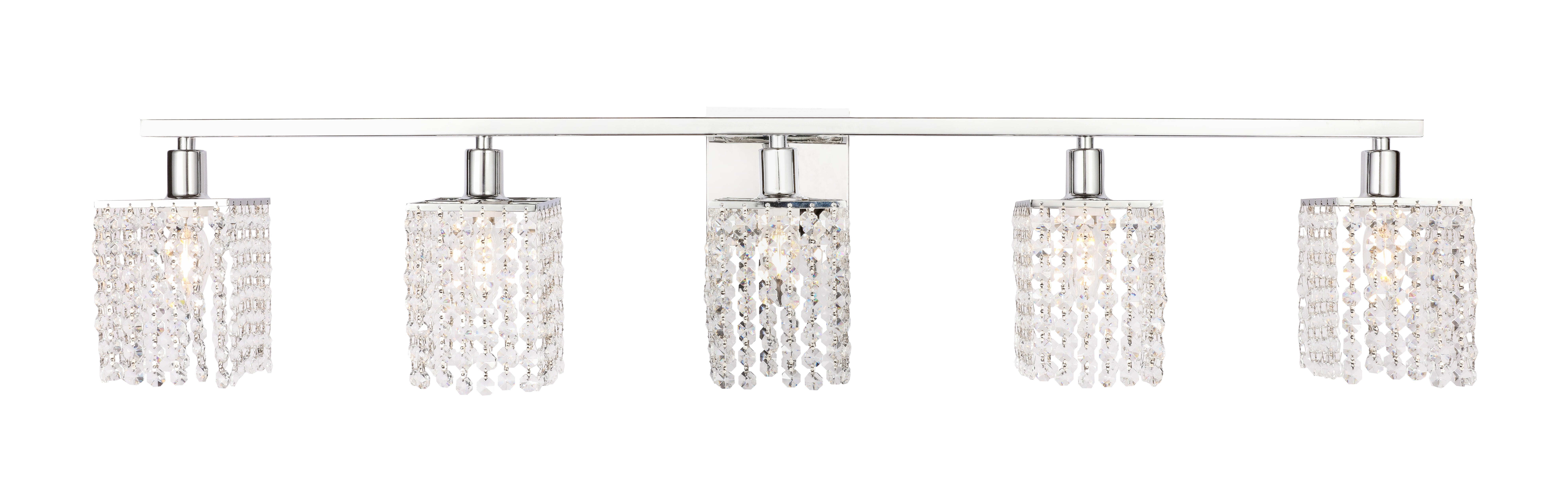 Phineas 5 Light Chrome And Clear Crystals Wall Sconce, Chrome/Clear, large