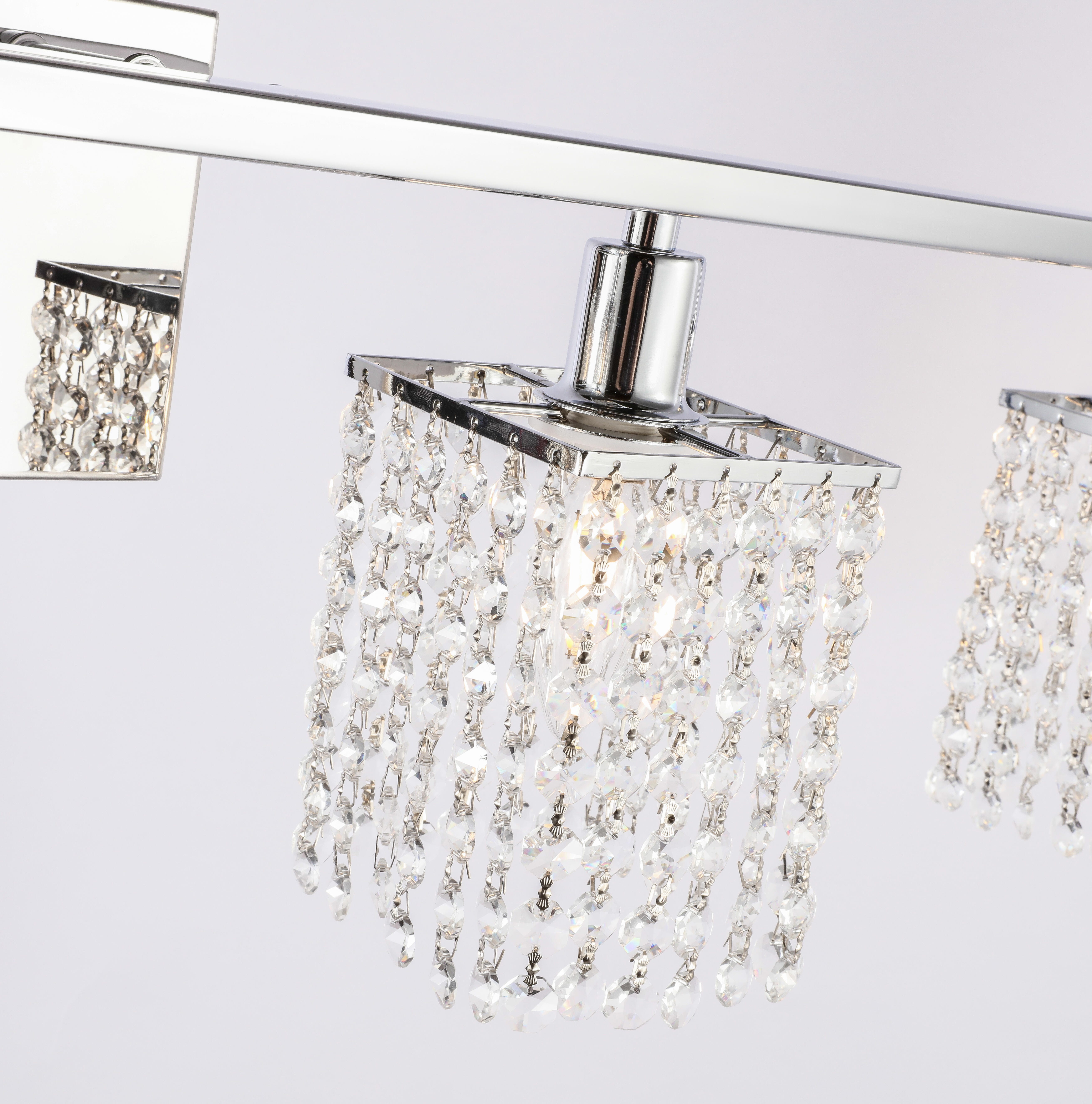 Phineas 5 Light Chrome And Clear Crystals Wall Sconce, Chrome/Clear, large