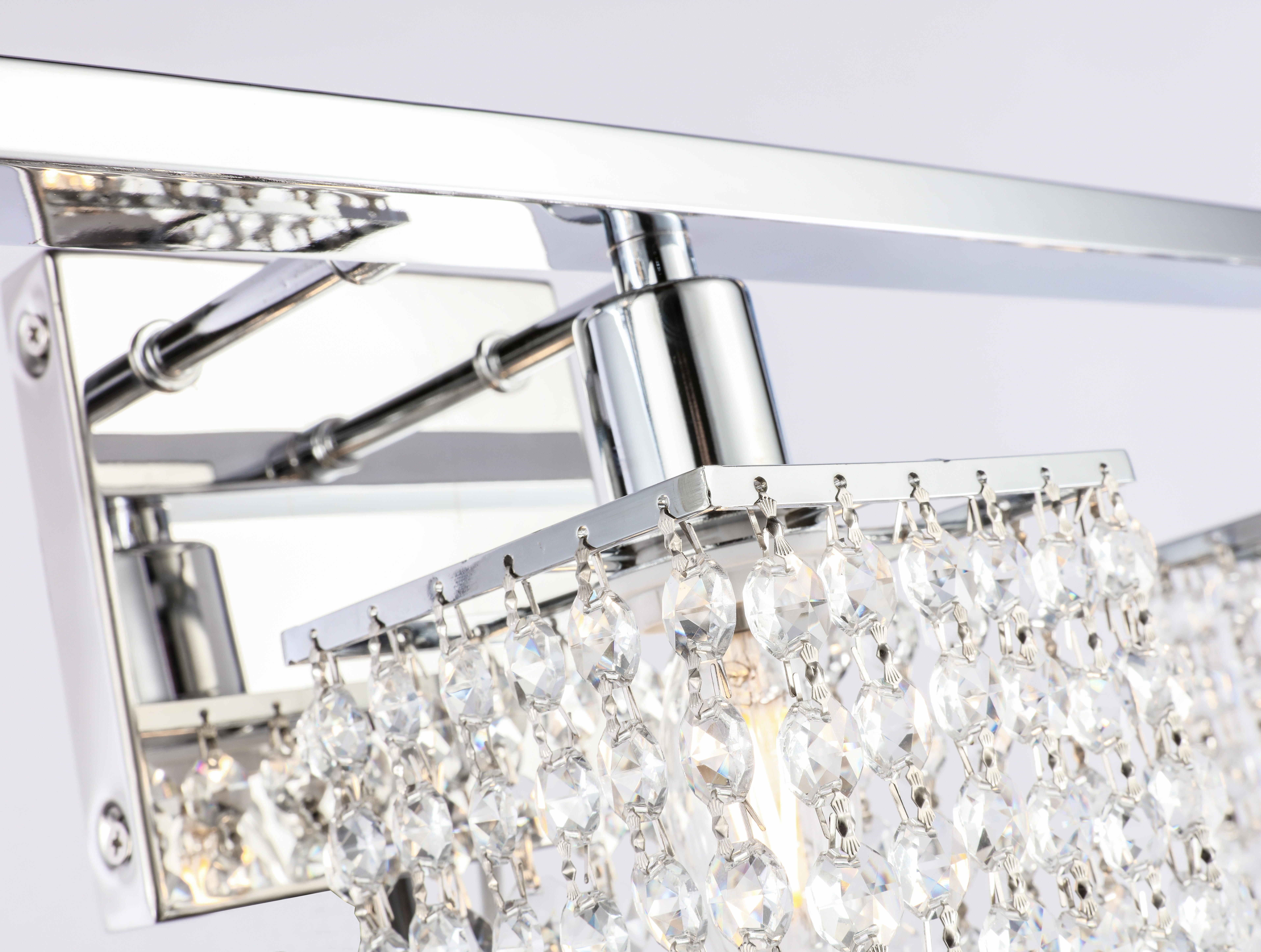 Phineas 5 Light Chrome And Clear Crystals Wall Sconce, Chrome/Clear, large