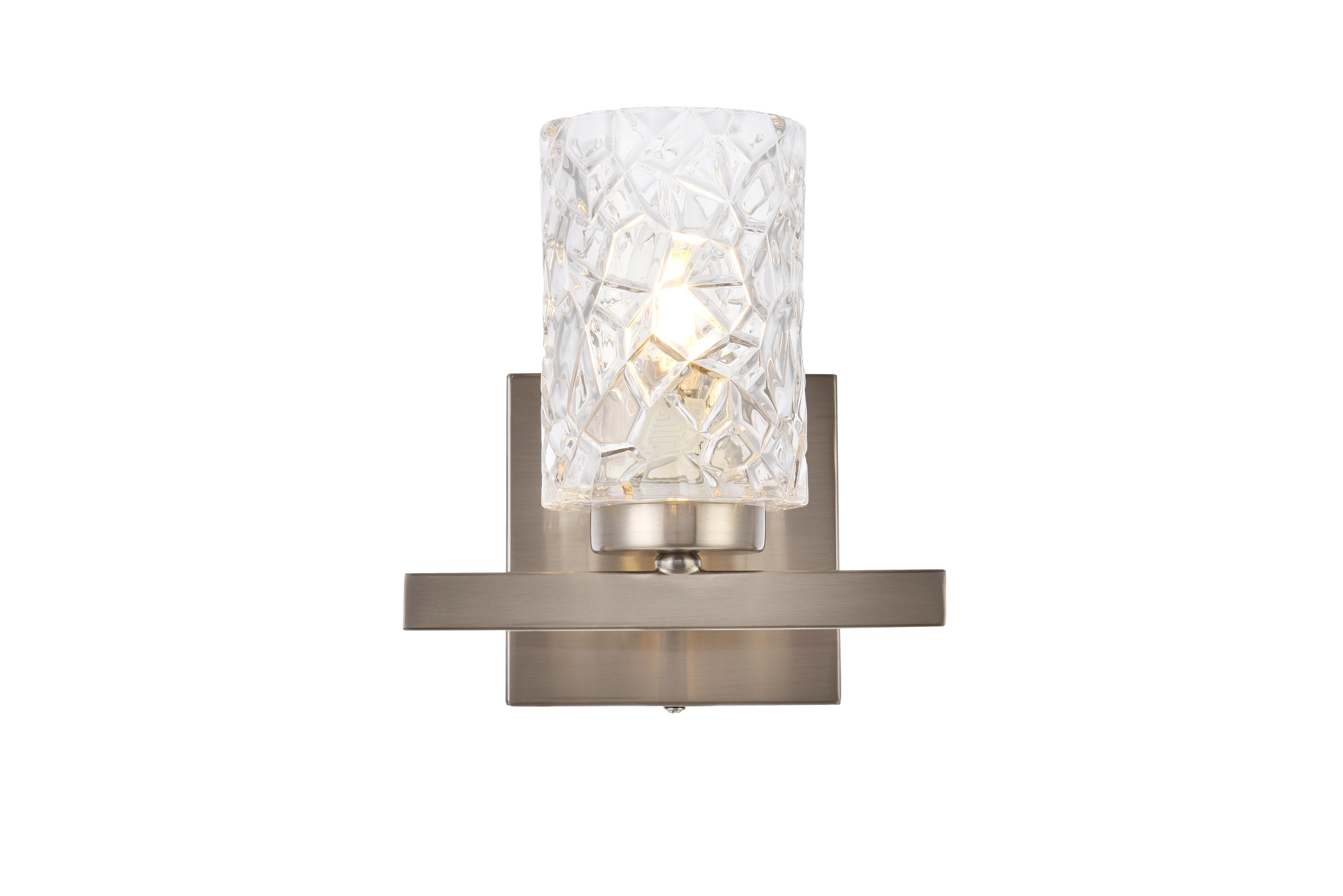 Cassie 1 Light Bath Sconce In Satin Nickel With Clear Shade, Satin Nickel/Clear, large