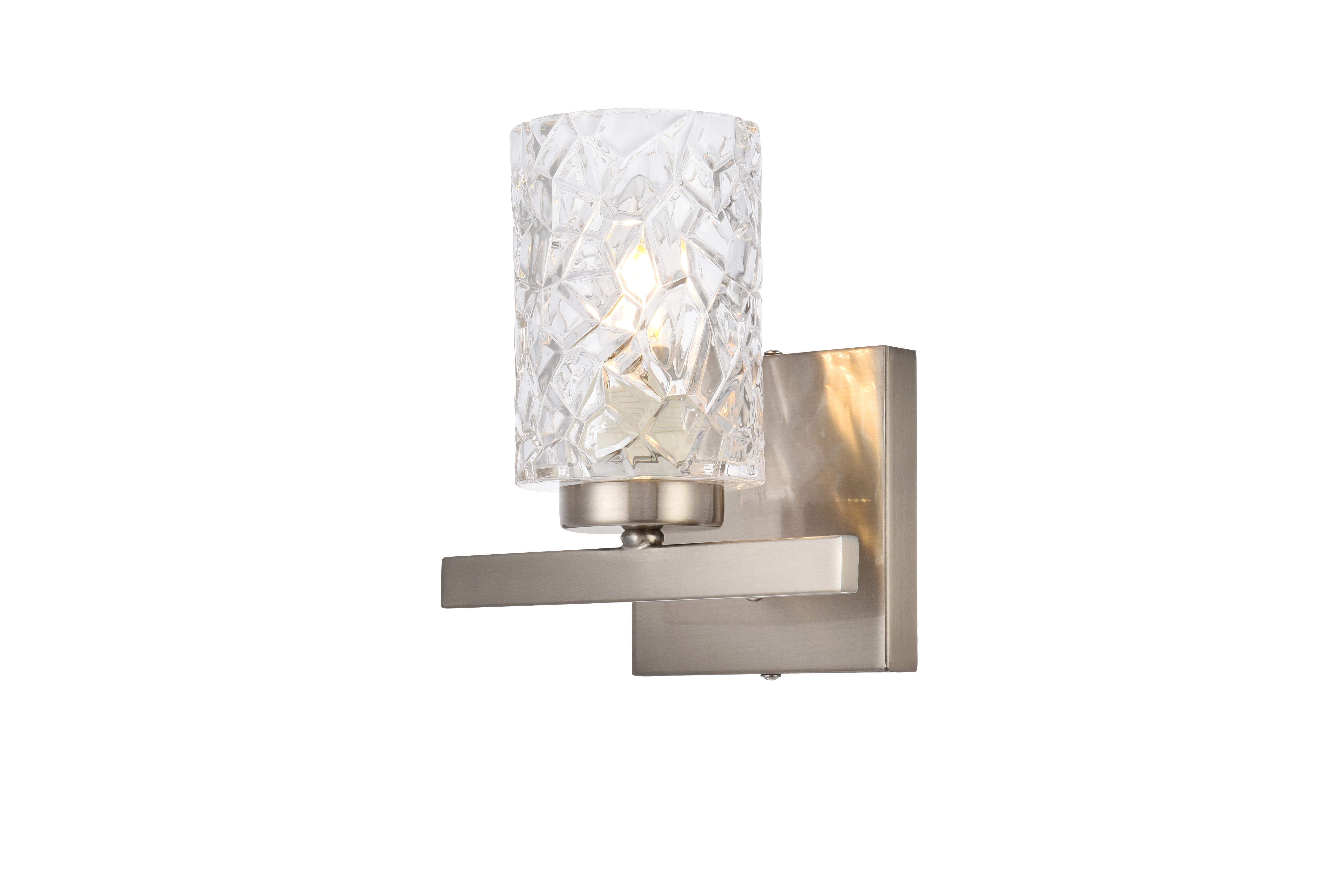 Cassie 1 Light Bath Sconce In Satin Nickel With Clear Shade, Satin Nickel/Clear, large