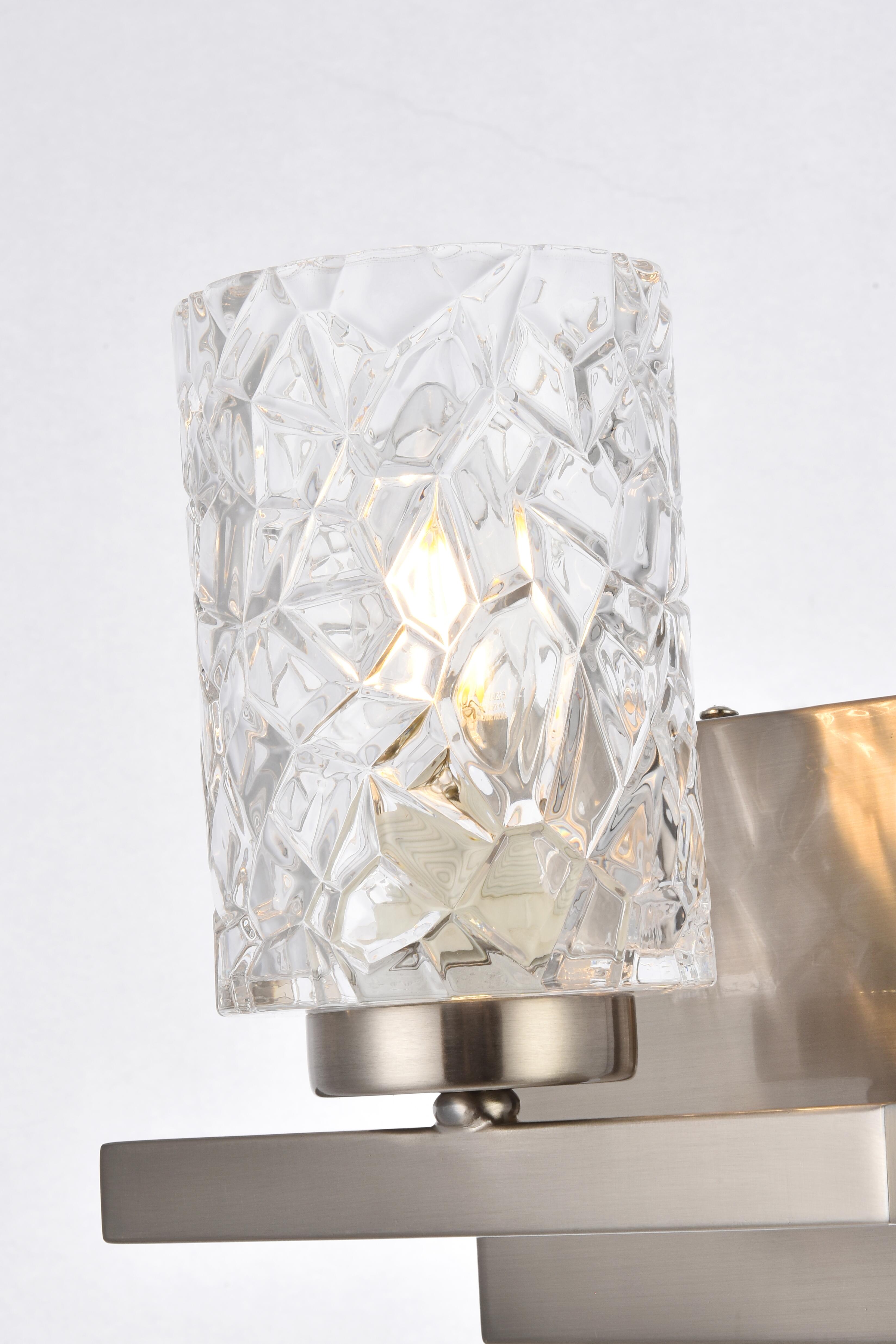 Cassie 1 Light Bath Sconce In Satin Nickel With Clear Shade, Satin Nickel/Clear, large