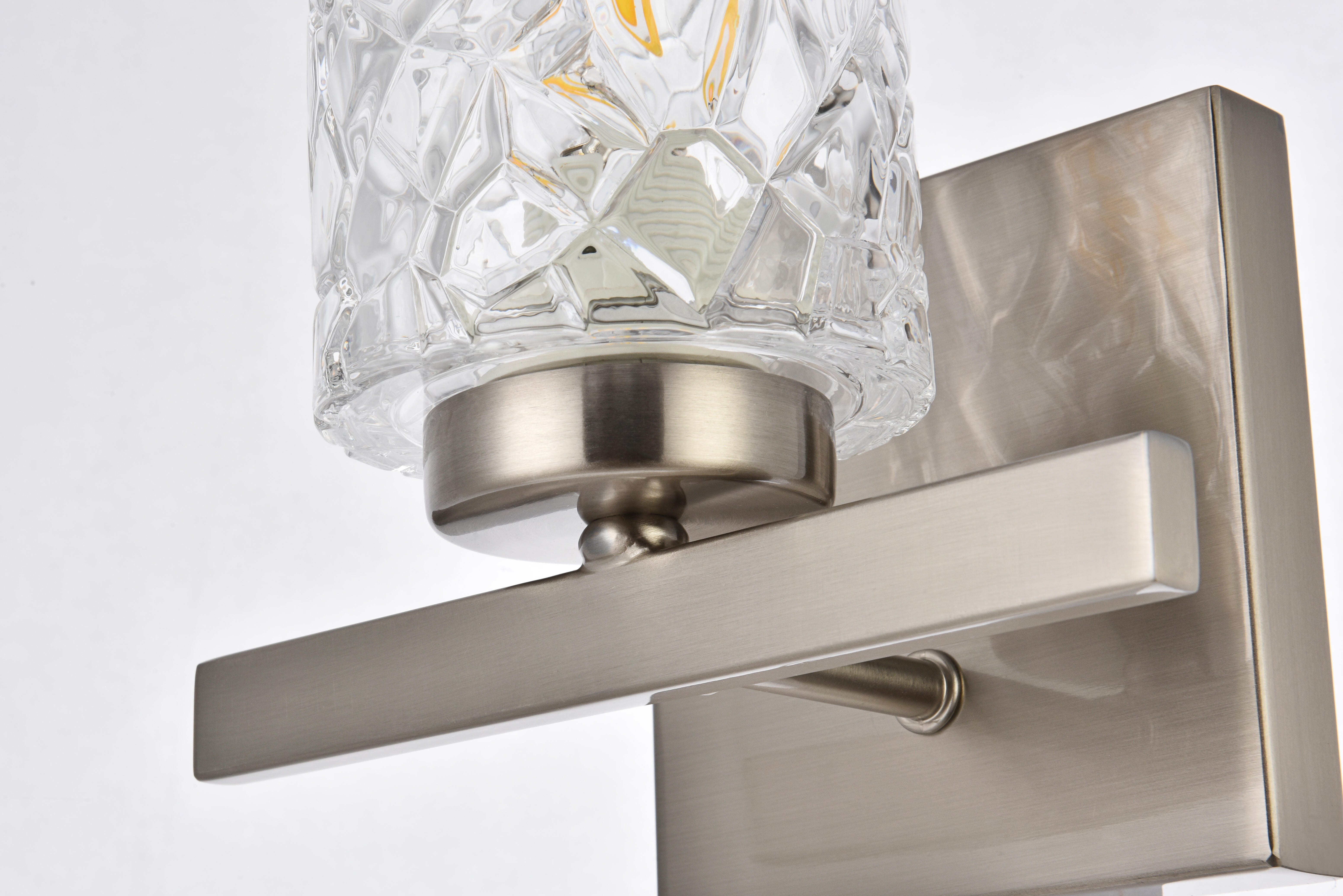 Cassie 1 Light Bath Sconce In Satin Nickel With Clear Shade, Satin Nickel/Clear, large