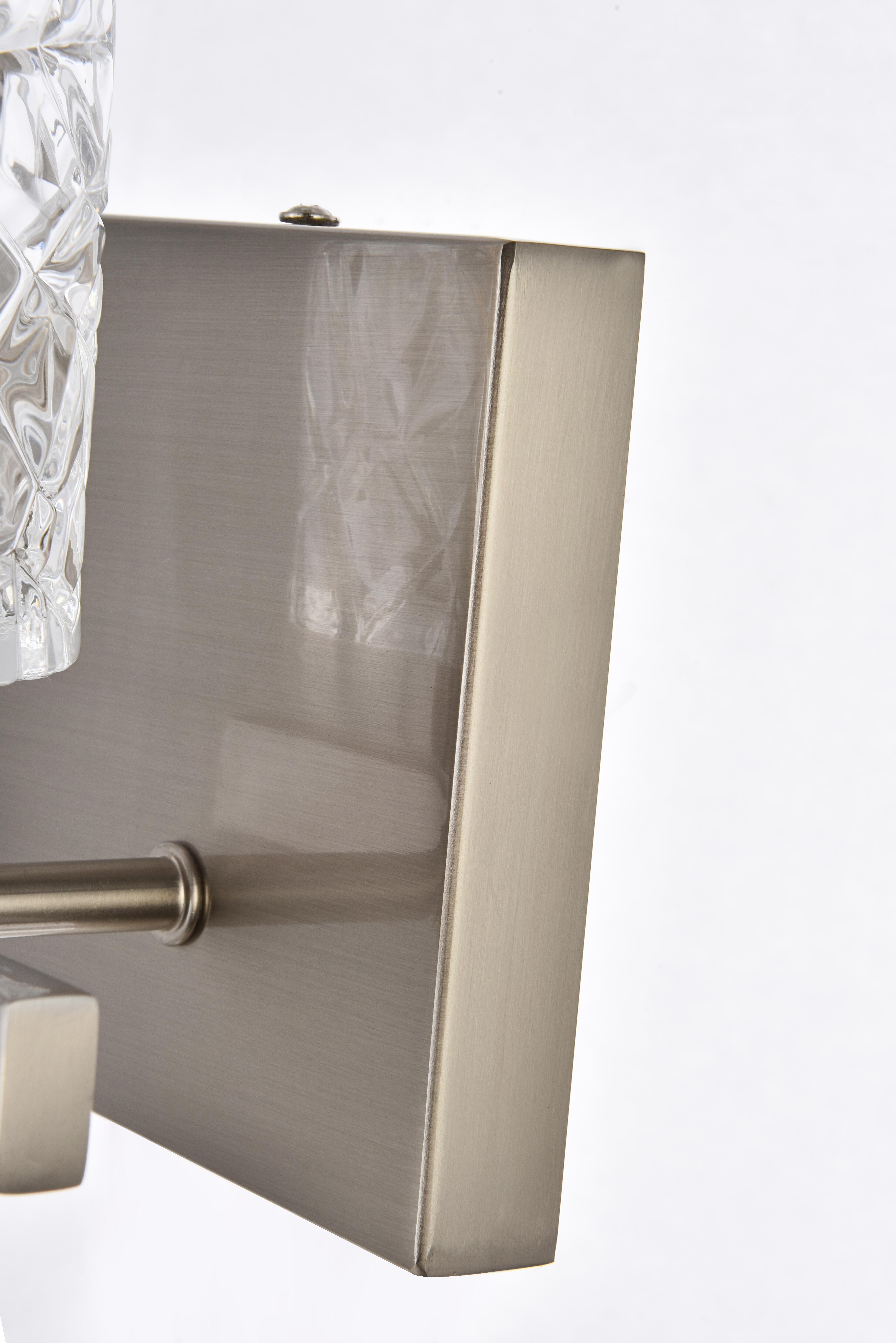 Cassie 1 Light Bath Sconce In Satin Nickel With Clear Shade, Satin Nickel/Clear, large