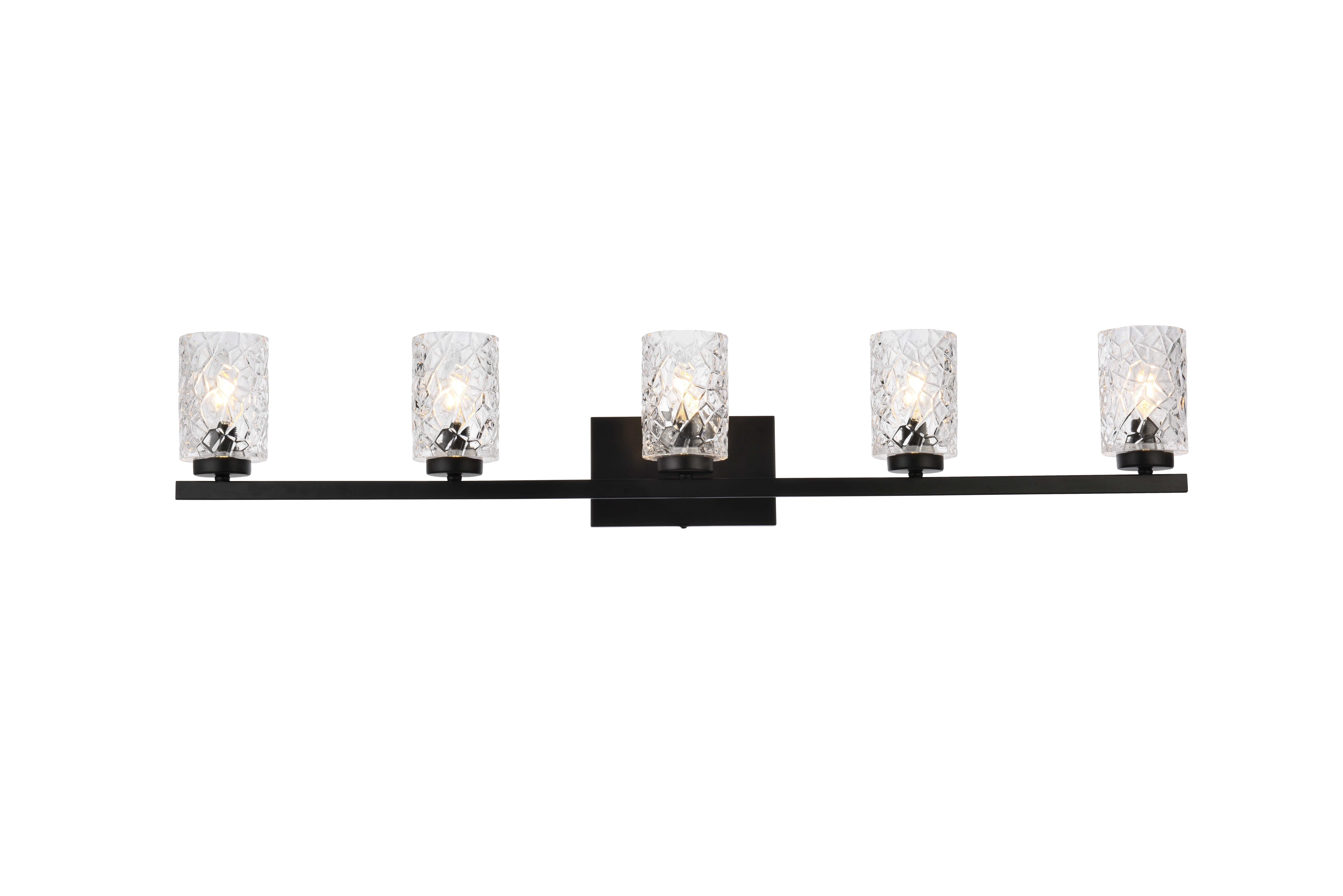 Cassie 5 Lights Bath Sconce In Black With Clear Shade, Black/Clear, large