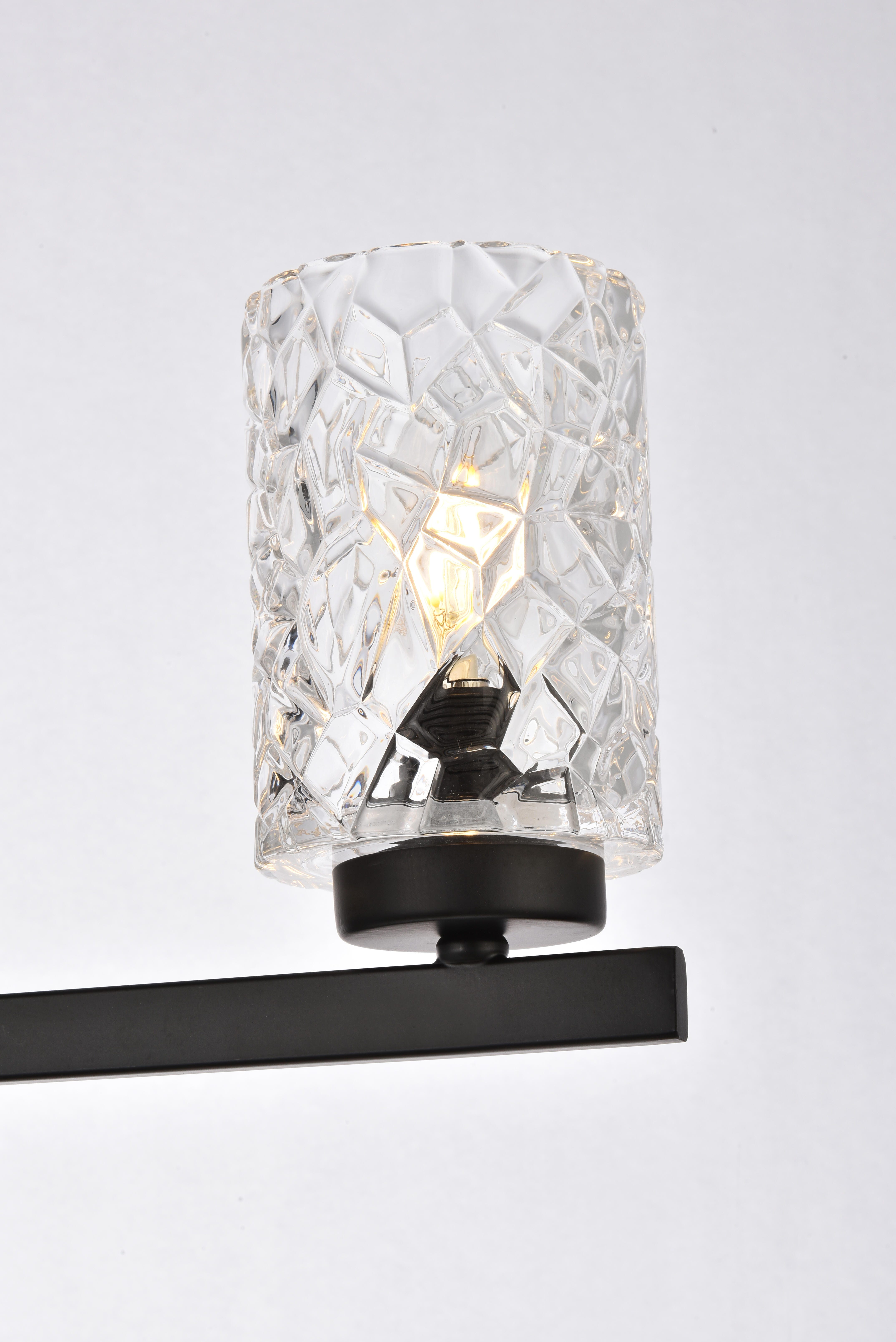 Cassie 5 Lights Bath Sconce In Black With Clear Shade, Black/Clear, large