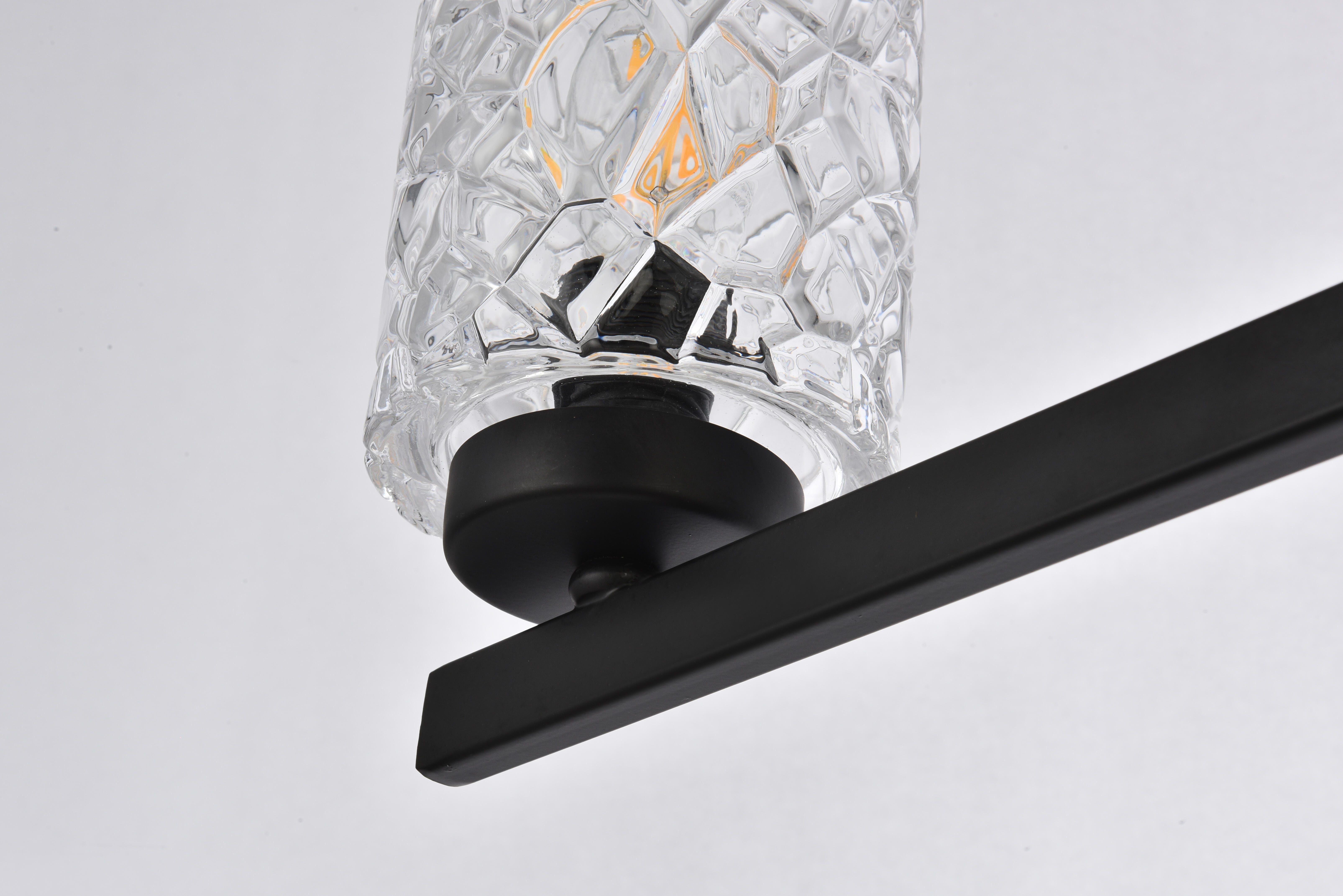 Cassie 5 Lights Bath Sconce In Black With Clear Shade, Black/Clear, large