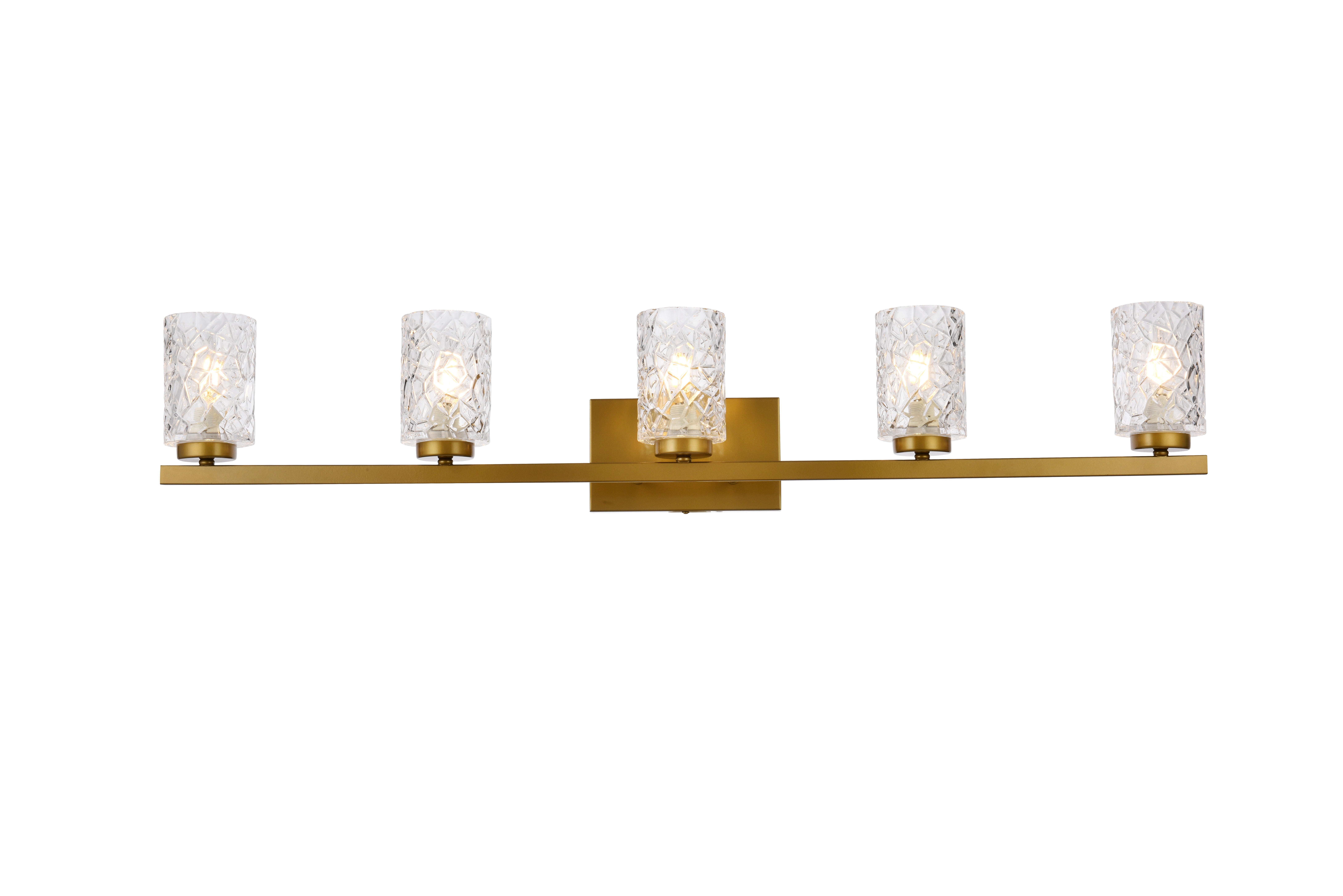 Cassie 5 Lights Bath Sconce In Brass With Clear Shade, Brass/Clear, large