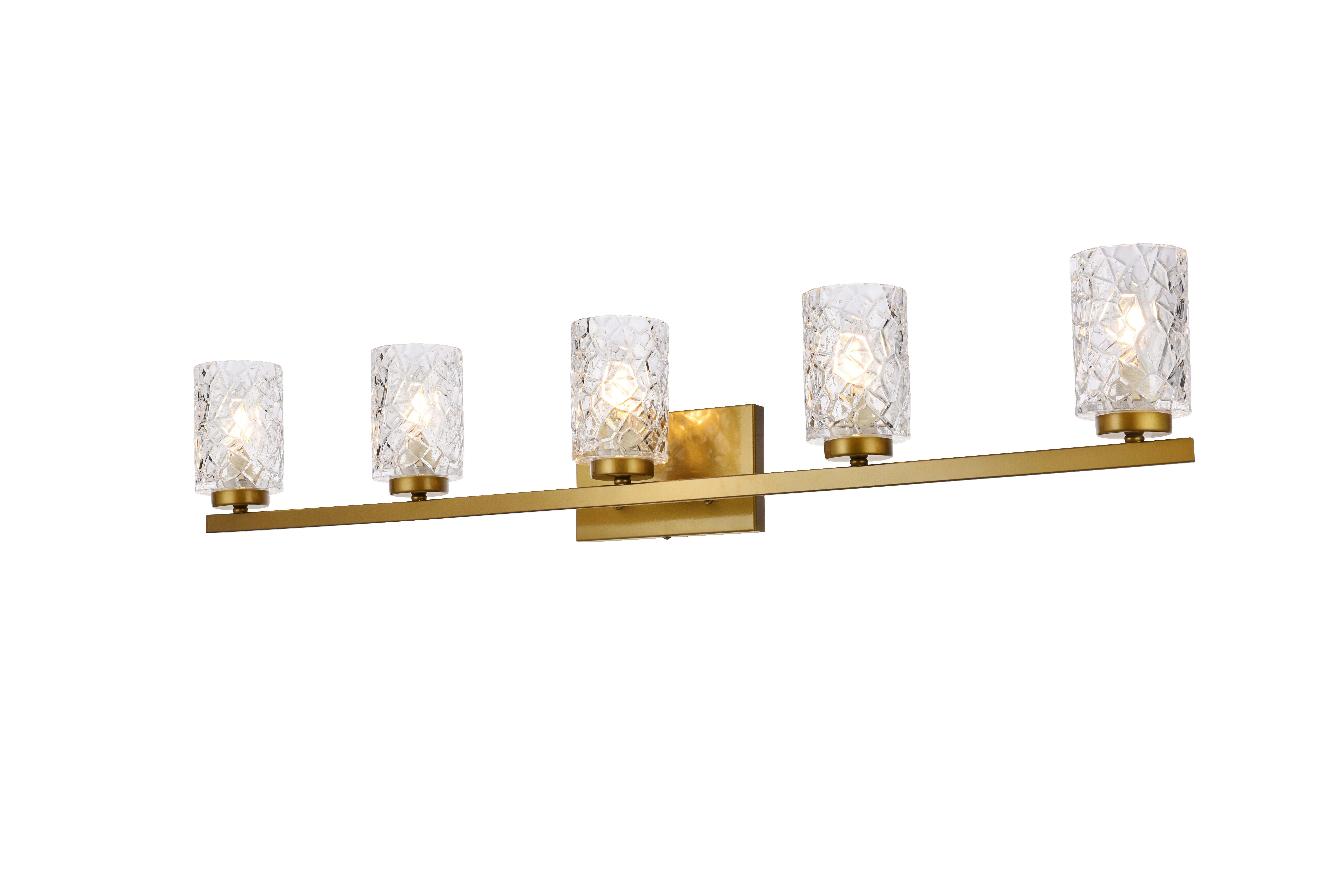 Cassie 5 Lights Bath Sconce In Brass With Clear Shade, Brass/Clear, large
