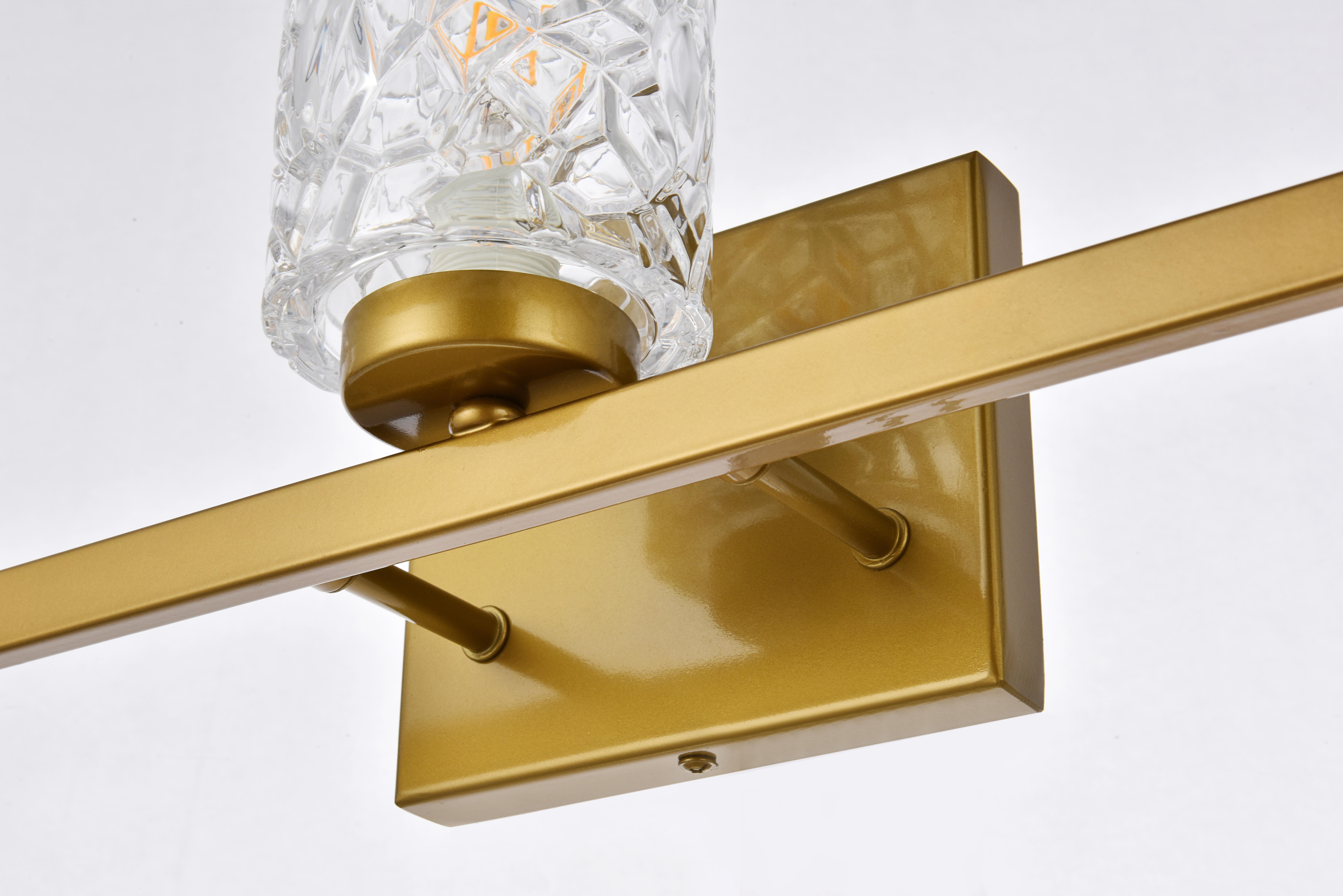 Cassie 5 Lights Bath Sconce In Brass With Clear Shade, Brass/Clear, large