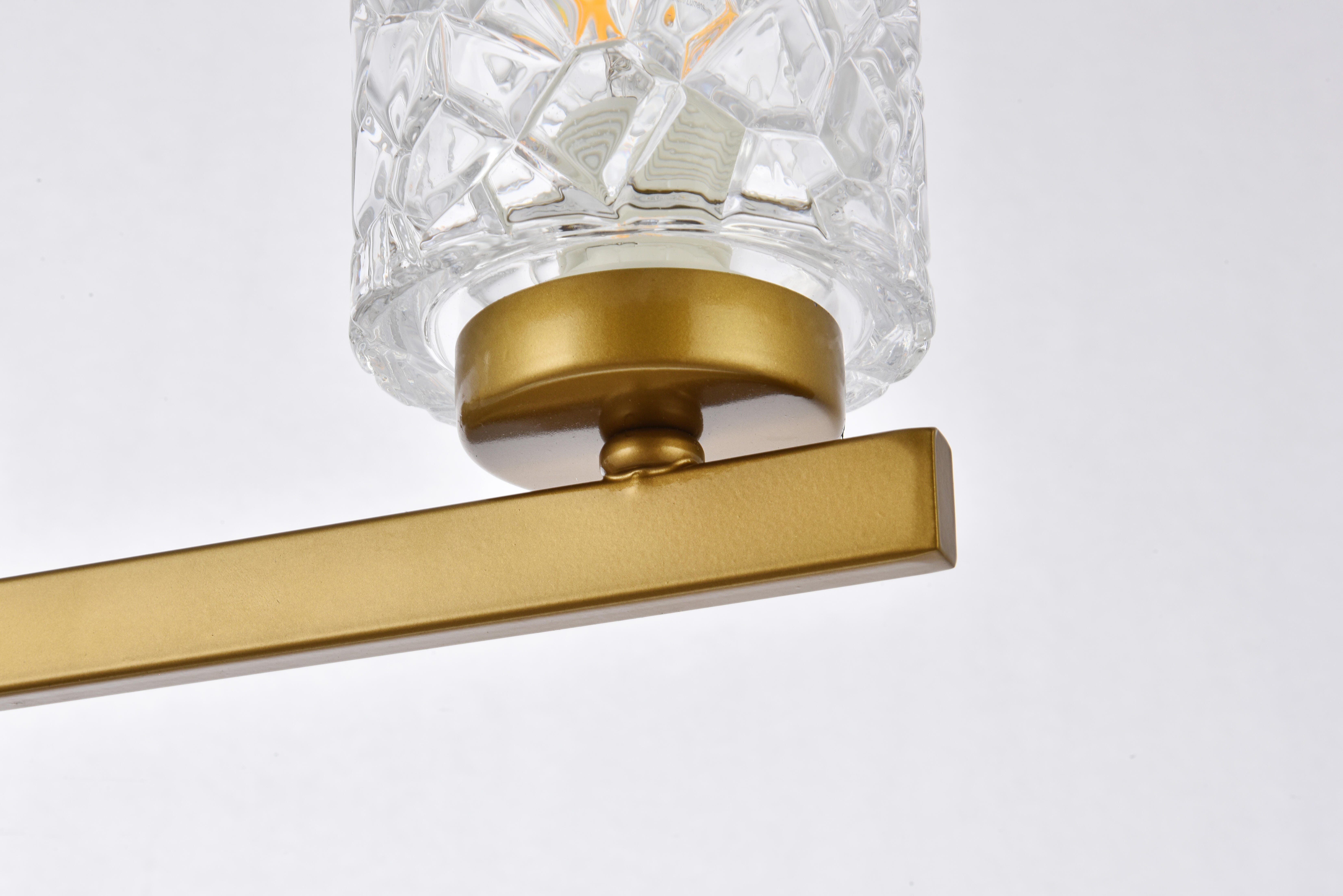 Cassie 5 Lights Bath Sconce In Brass With Clear Shade, Brass/Clear, large
