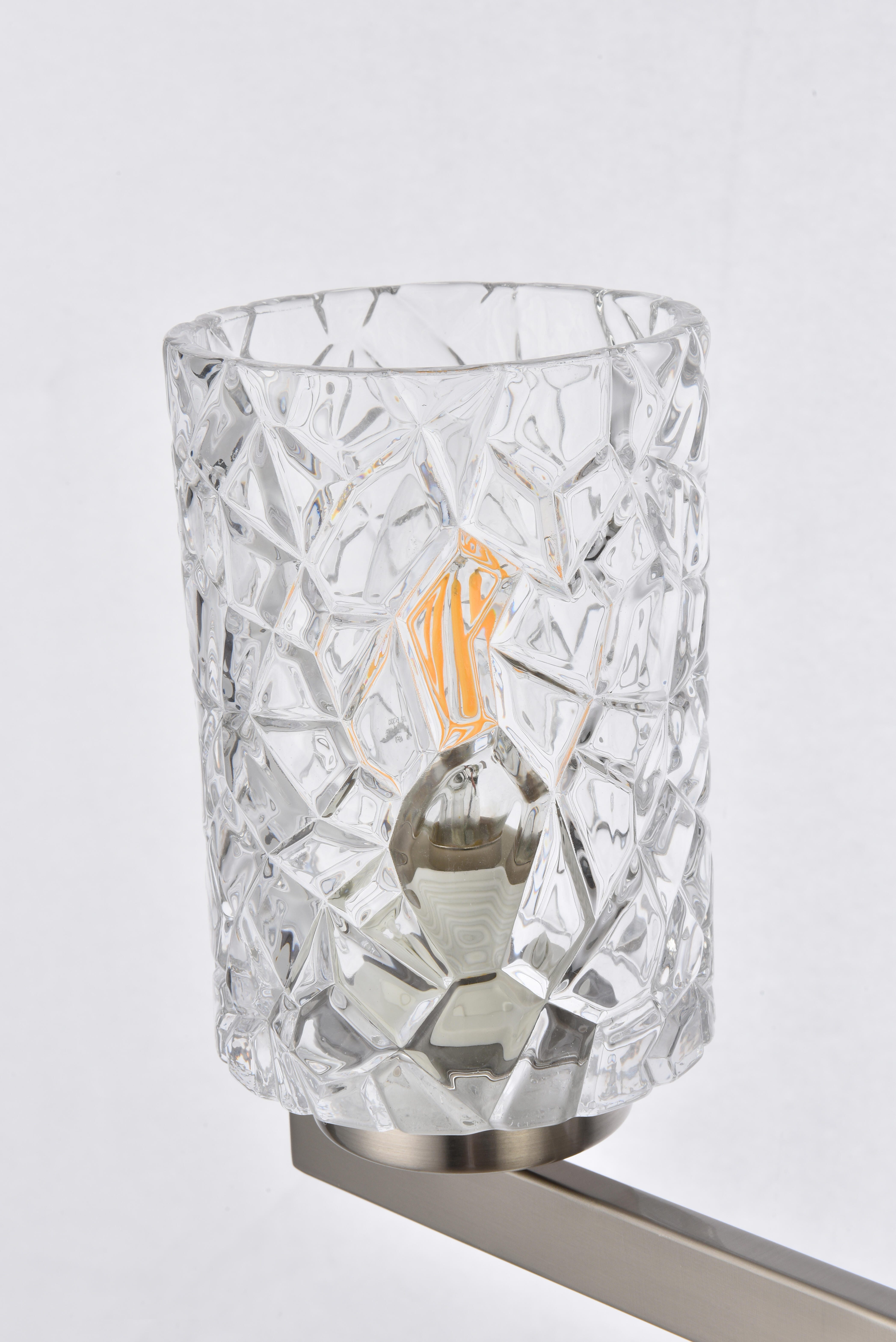 Cassie 5 Lights Bath Sconce In Satin Nickel With Clear Shade, Satin Nickel/Clear, large