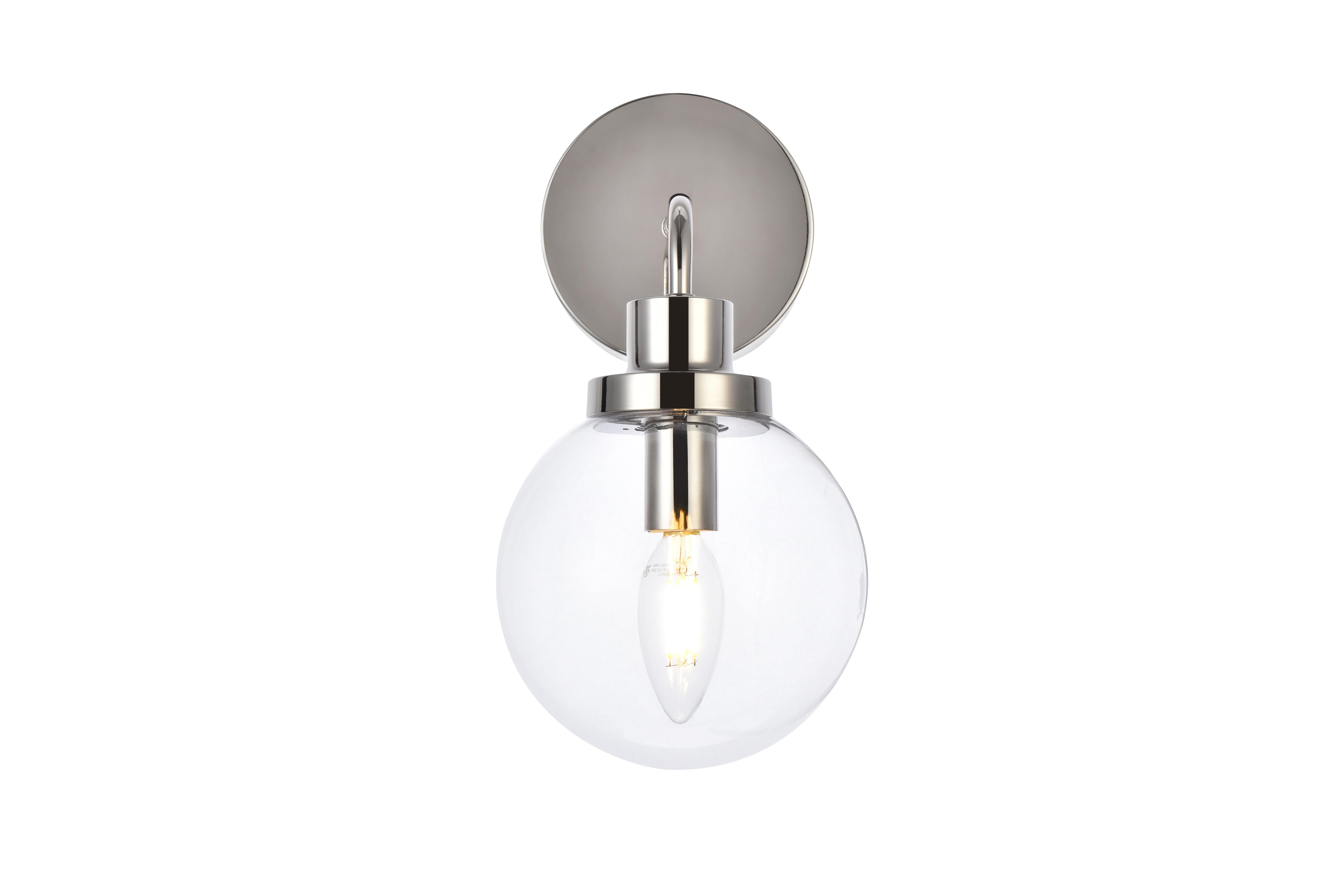 Hanson 1 Light Bath Sconce In Polished Nickel With Clear Shade, Polished Nickel/Clear, large