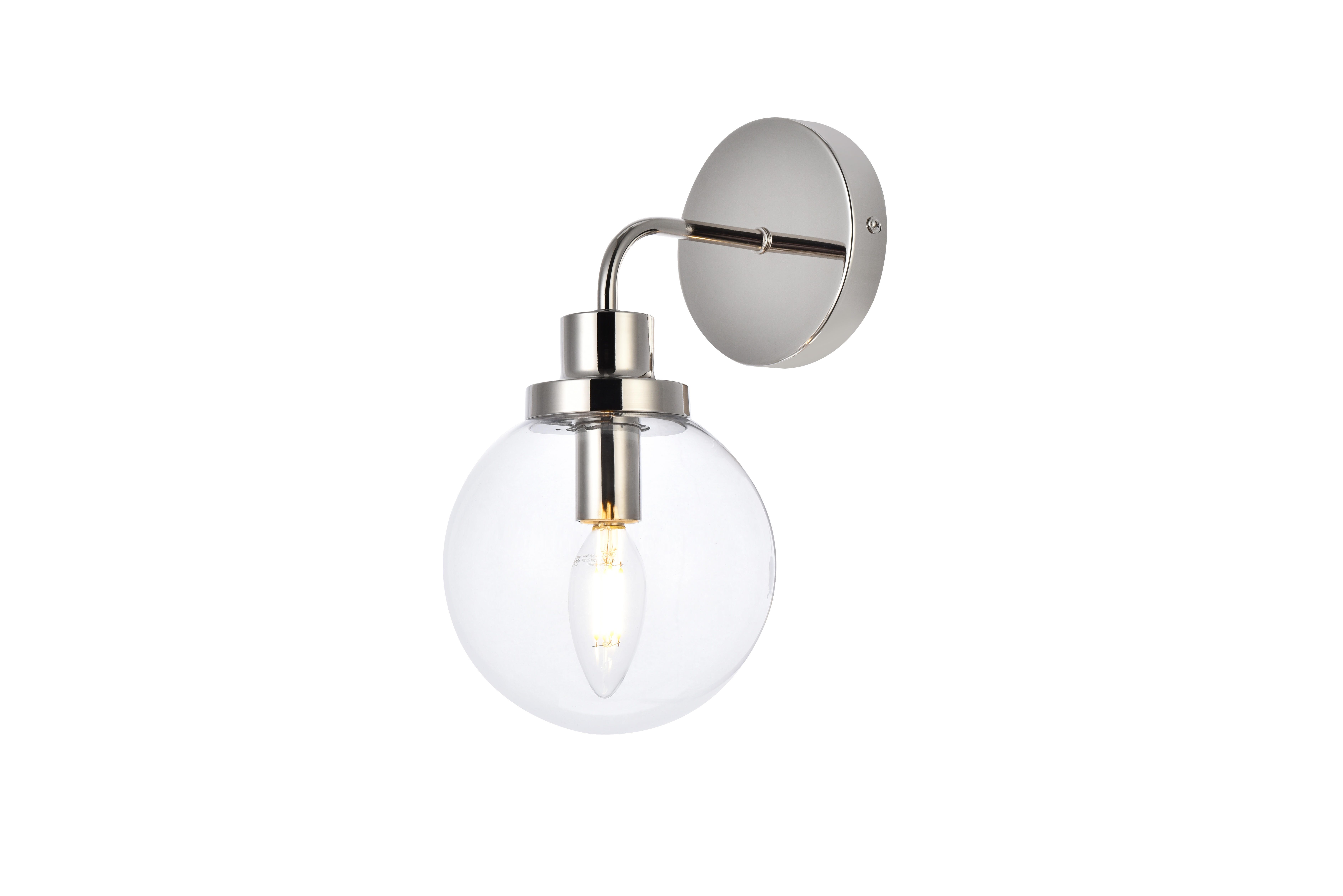 Hanson 1 Light Bath Sconce In Polished Nickel With Clear Shade, Polished Nickel/Clear, large