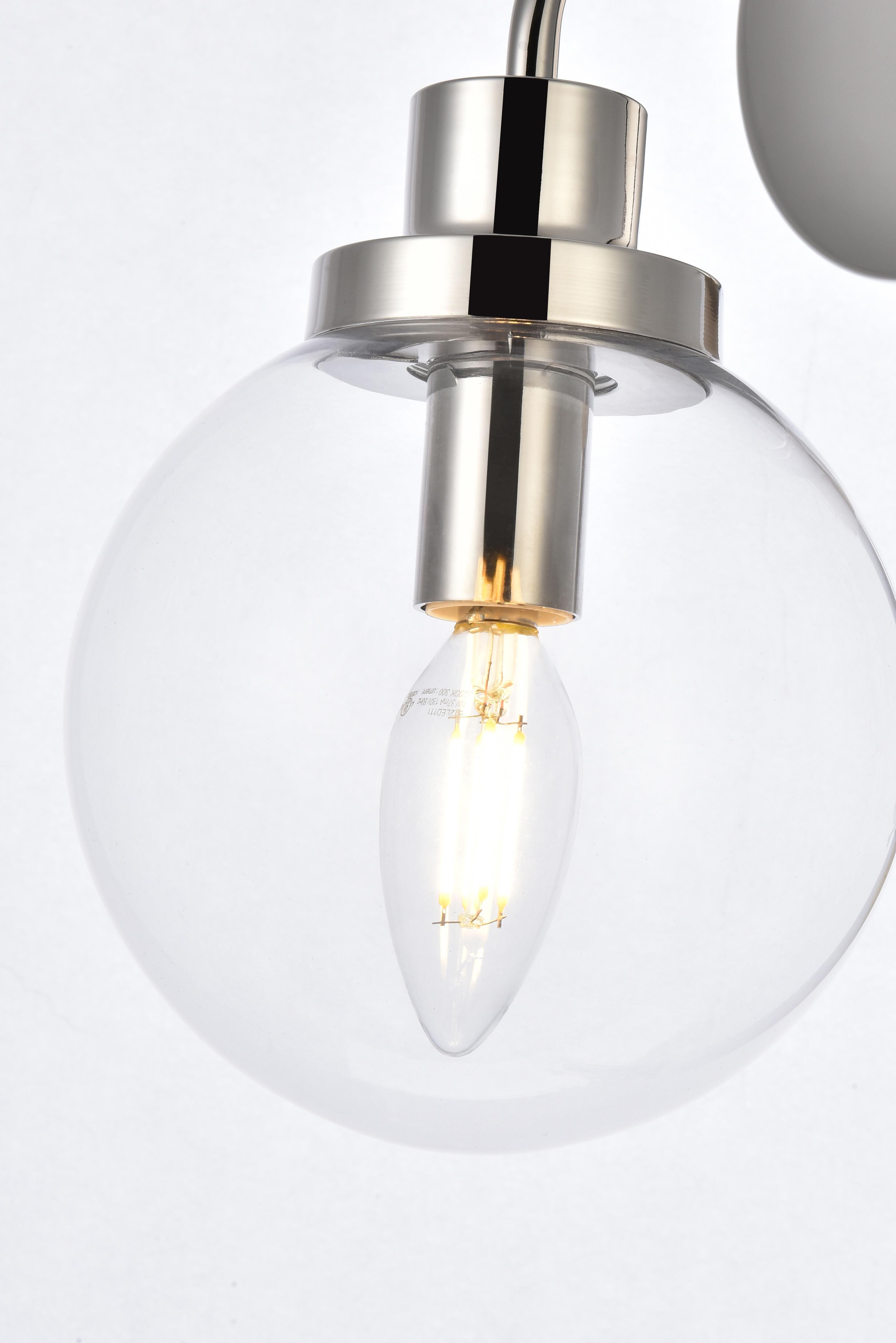 Hanson 1 Light Bath Sconce In Polished Nickel With Clear Shade, Polished Nickel/Clear, large