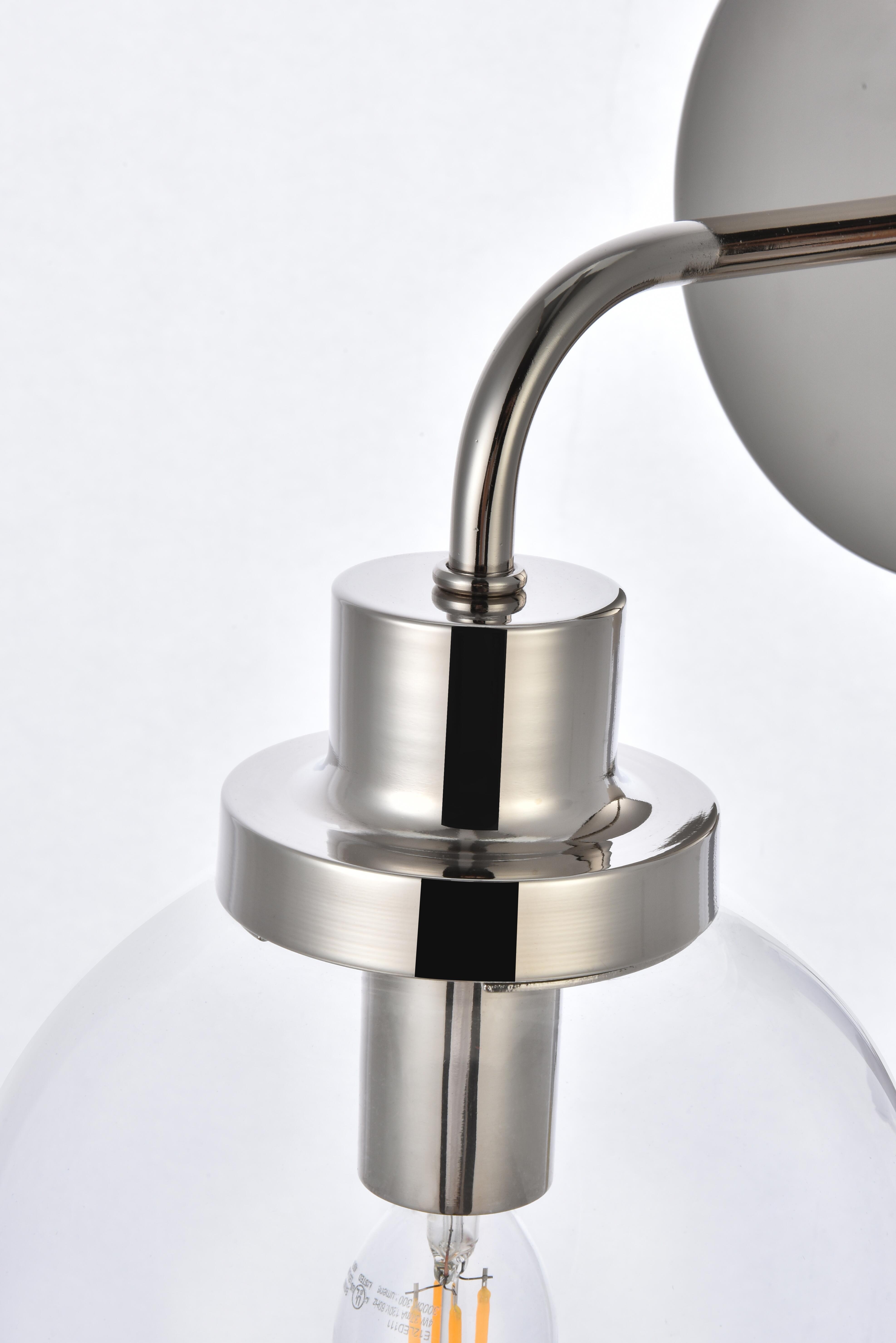 Hanson 1 Light Bath Sconce In Polished Nickel With Clear Shade, Polished Nickel/Clear, large